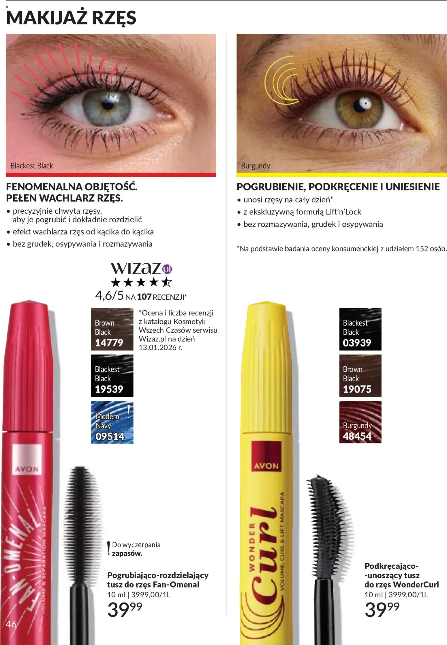 Avon Katalog 9 2026 od 01.09.2026 | Strona: 46 | Produkty: Makijaż, Tusz do rzęs