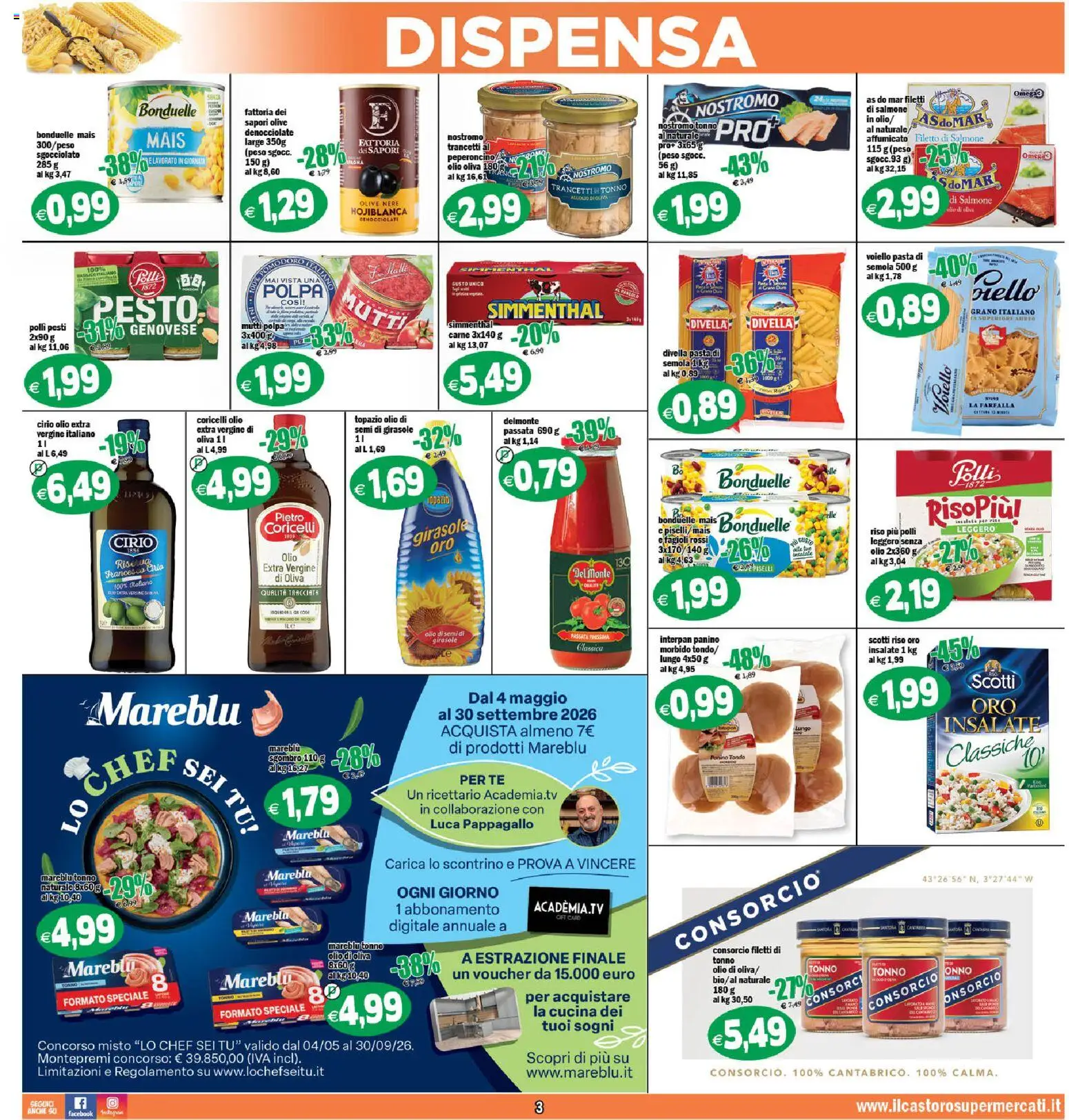 Volantino Il Castoro del 12/08/2026 | Pagina: 3 | Prodotti: Divella, Fagioli, Filetto, Peperoncino