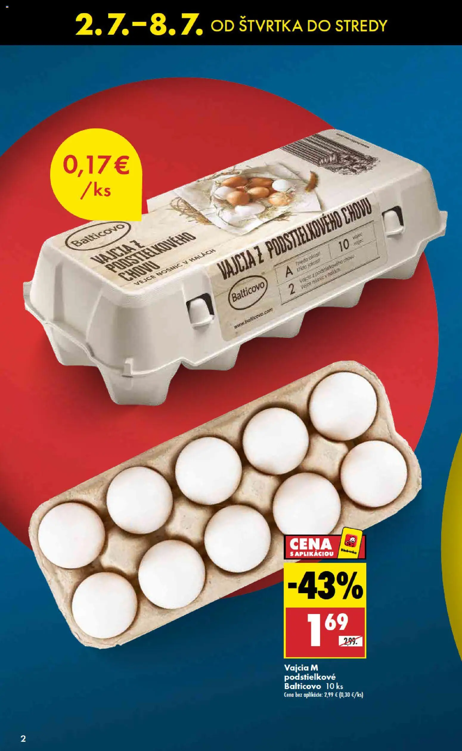 Nové Biedronka akcie – leták je platný od 02.07.2026 | Strana: 2 | Produkty: Vajcia