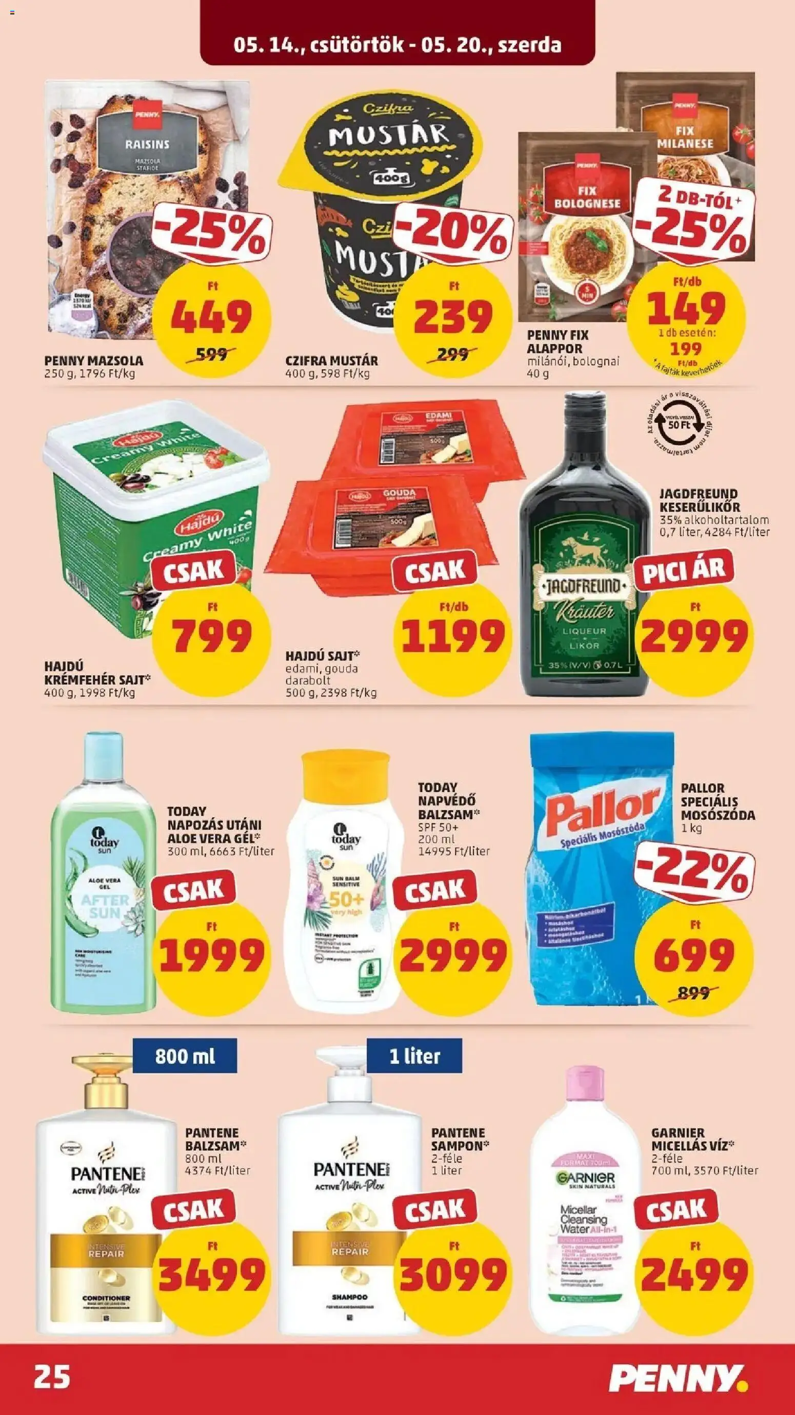 PENNY akciós ujság - amely érvényes a következő dátumtól: 14.05.2026 | Oldal: 25 | Termékek: Aloe vera, Likőr, Mustár, Mazsola