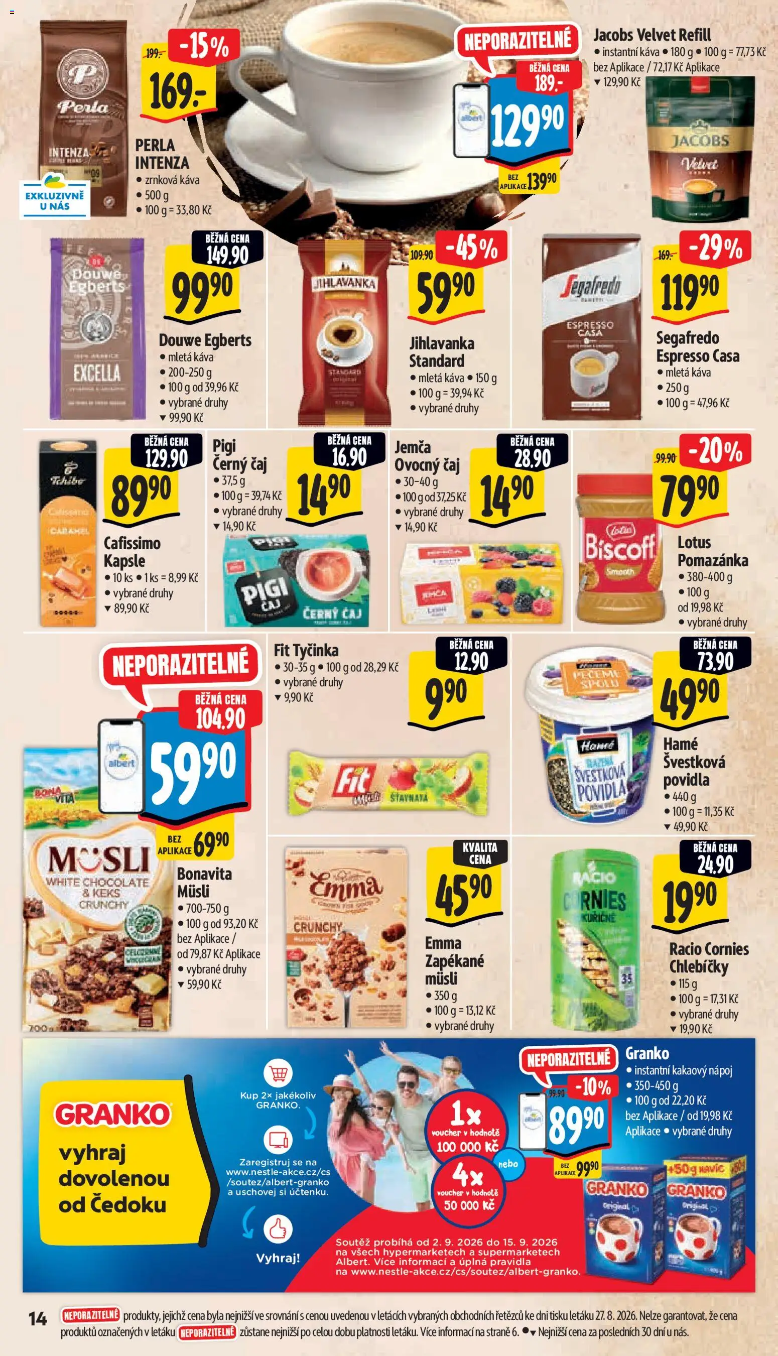 Albert leták - Supermarket od 02.09.2026 | Strana: 22 | Produkty: Káva, Povidla, Černý čaj, Zrnková káva