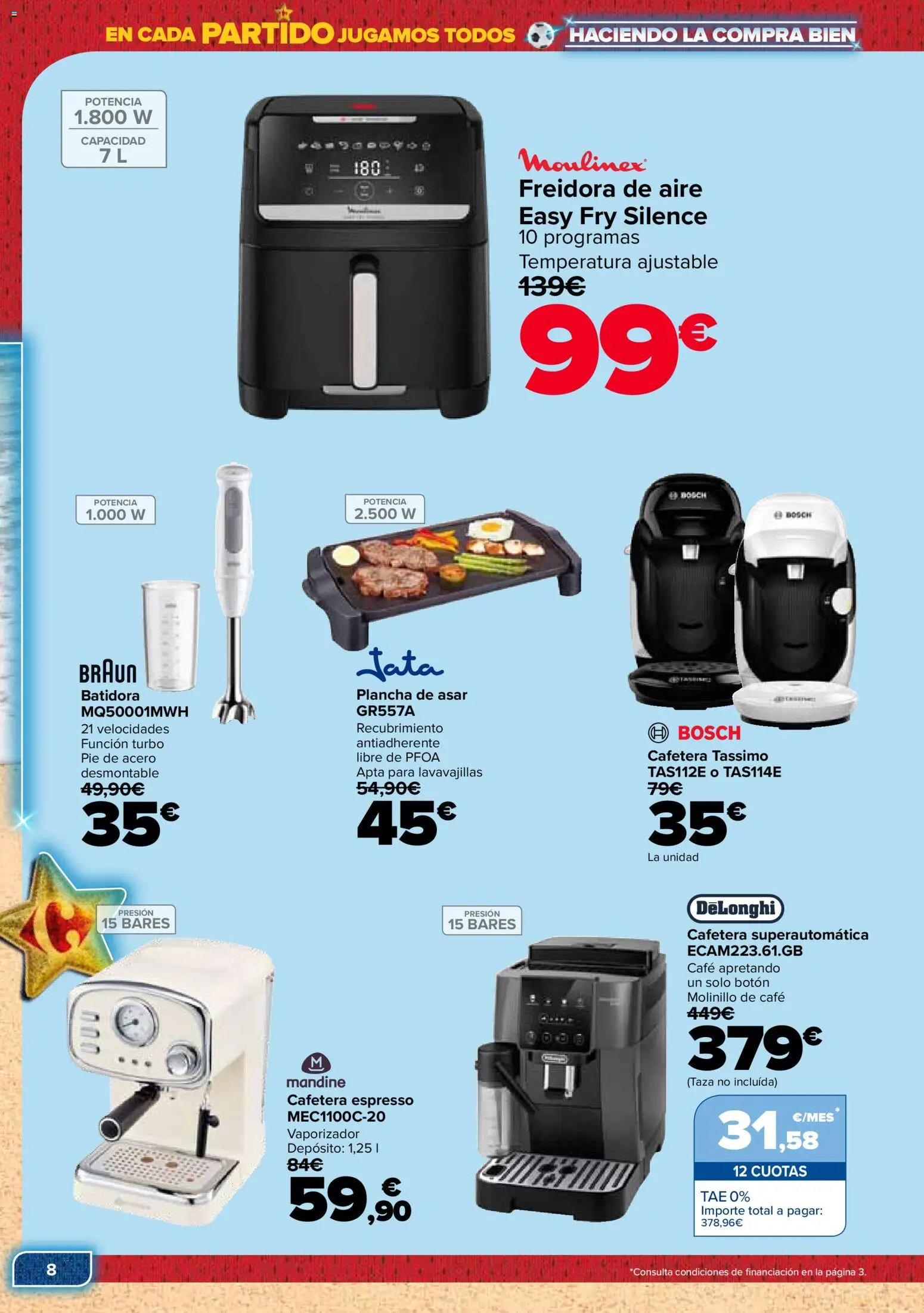 Carrefour Electroverano │ válido desde el 09.06.2026 | Página: 8 | Productos: Lavavajillas, Plancha, Batidora, Freidora