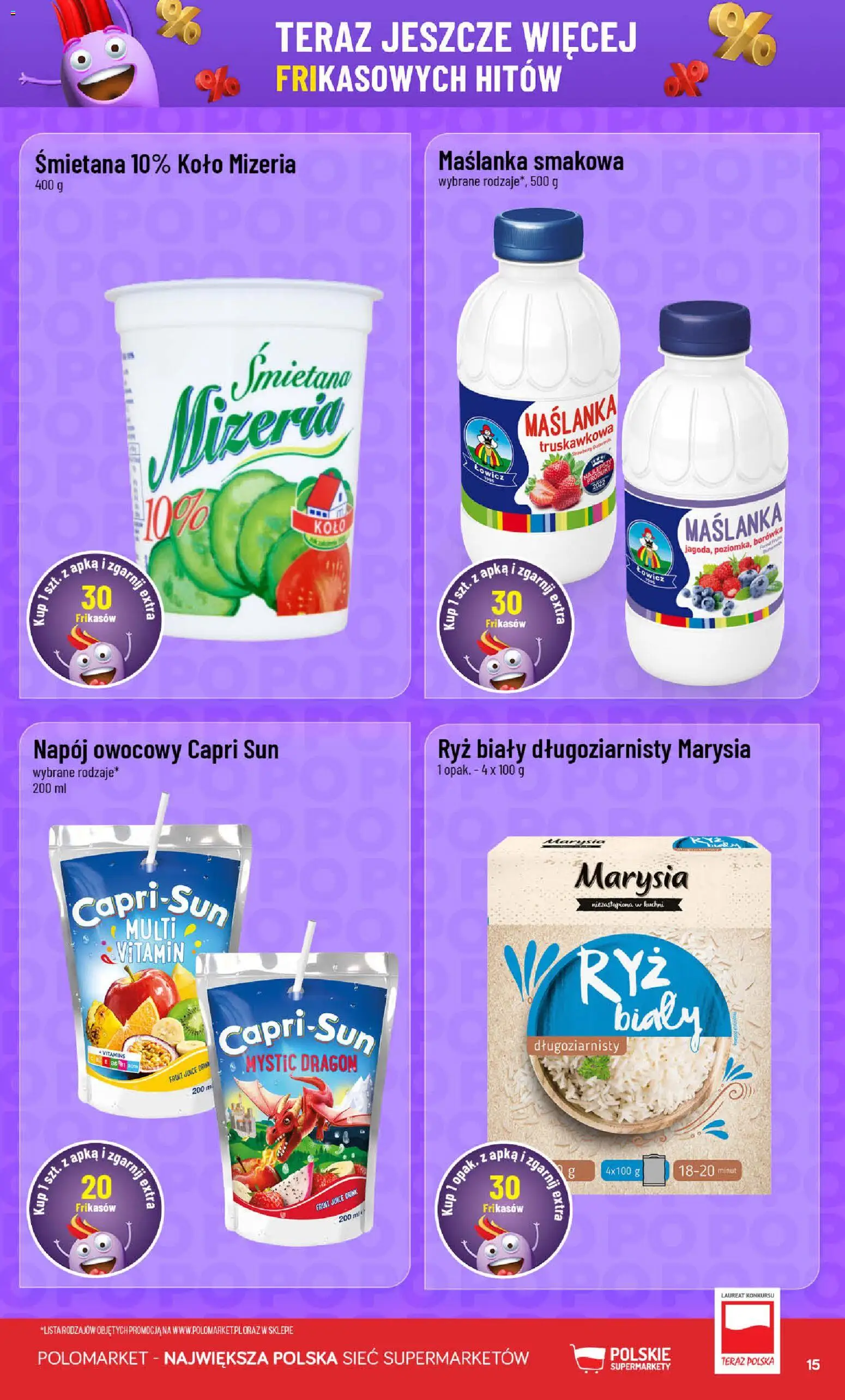 POLOmarket gazetka - Frikasowe Hity od 01.07.2026 | Strona: 15 | Produkty: Maślanka, Ryż, Śmietana