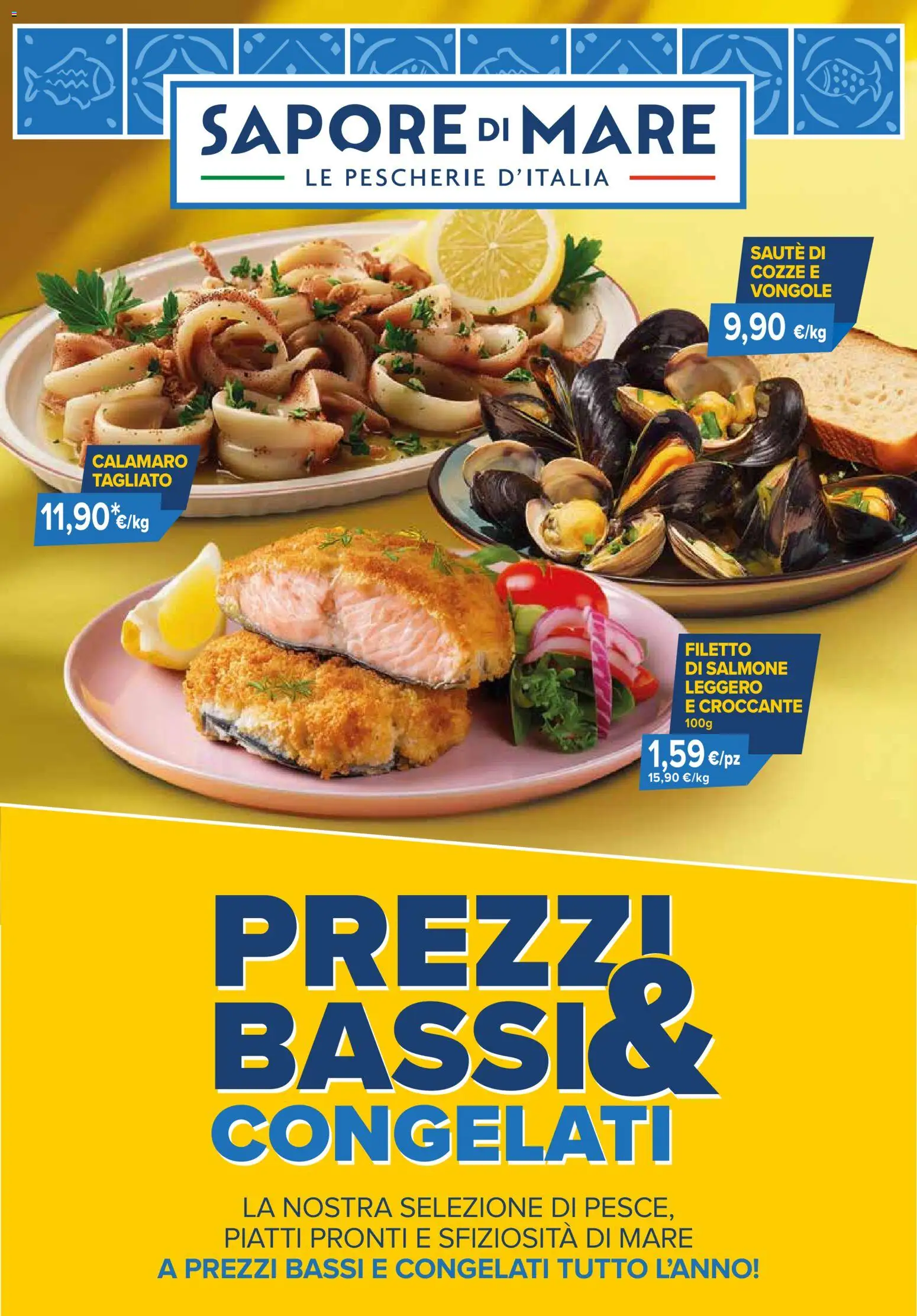 Volantino Sapore di mare del 01/09/2026 | Pagina: 1 | Prodotti: Filetto di salmone, Piatti pronti, Piatti, Cozze