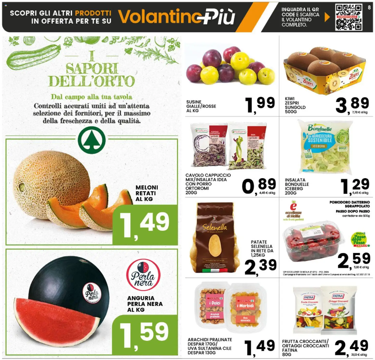 Volantino Interspar del 09/07/2026 | Pagina: 8 | Prodotti: Insalata, Frutta, Pomodoro, Cappuccio