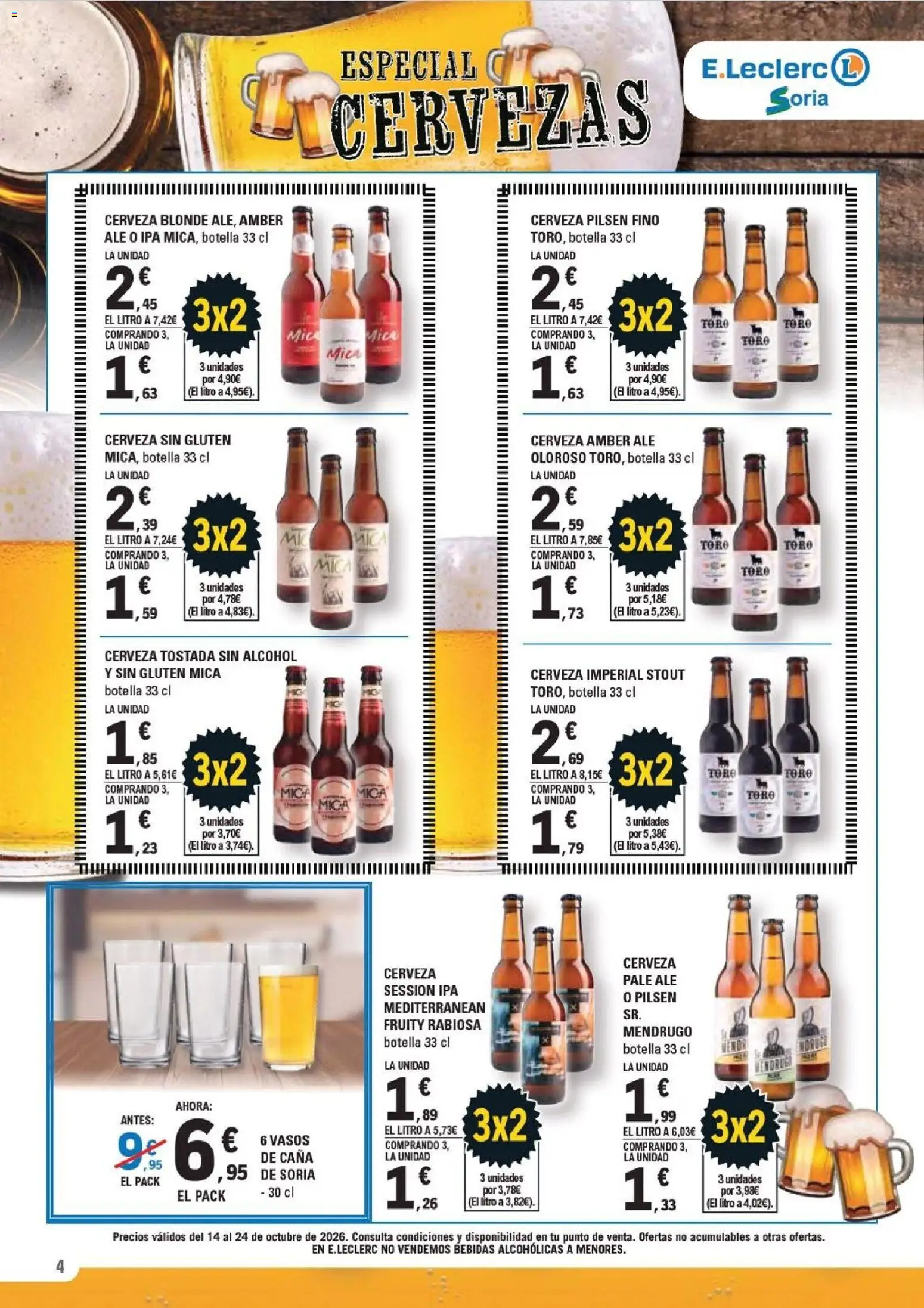 E.Leclerc - Soria │ válido desde el 14/10/2026 | Página: 4 | Productos: Cerveza, Cerveza sin gluten, Bebidas, Alcohol