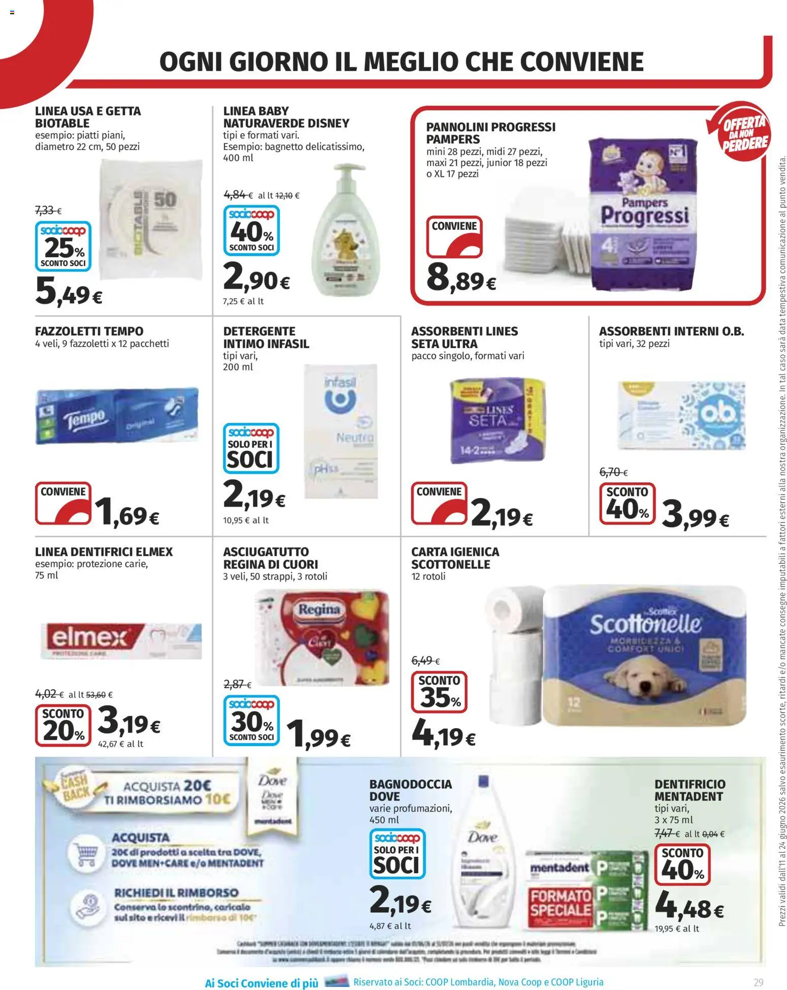 Volantino COOP del 11.06.2026 | Pagina: 29 | Prodotti: Carta igienica, Fazzoletti, Intimo, Asciugatutto
