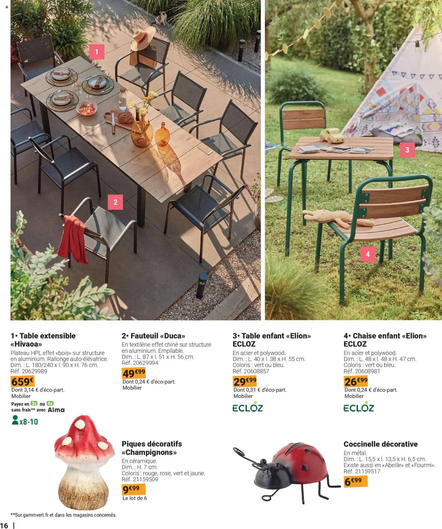 {H1} | Page: 16 | Produits: Plateau, Table extensible, Table, Chaise