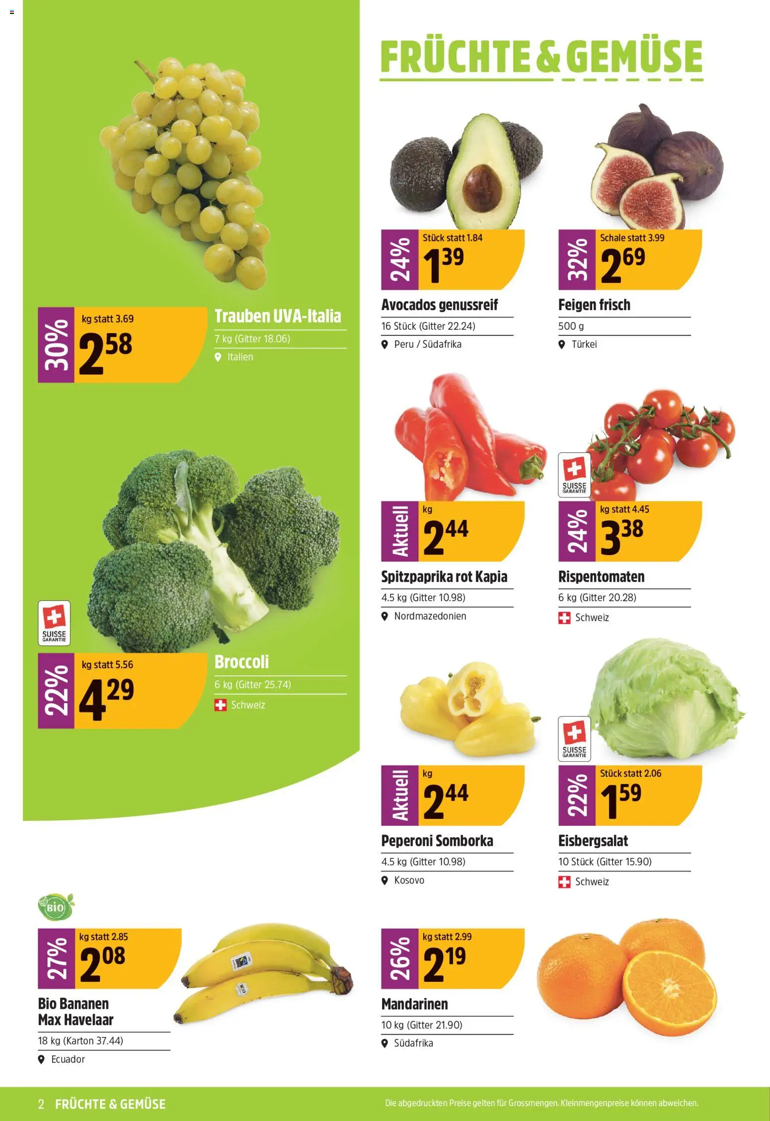 TopCC aktionen – gültig ab 07.09.2026 | Seite: 2 | Produkte: Gitter, Gemüse, Mandarinen, Früchte