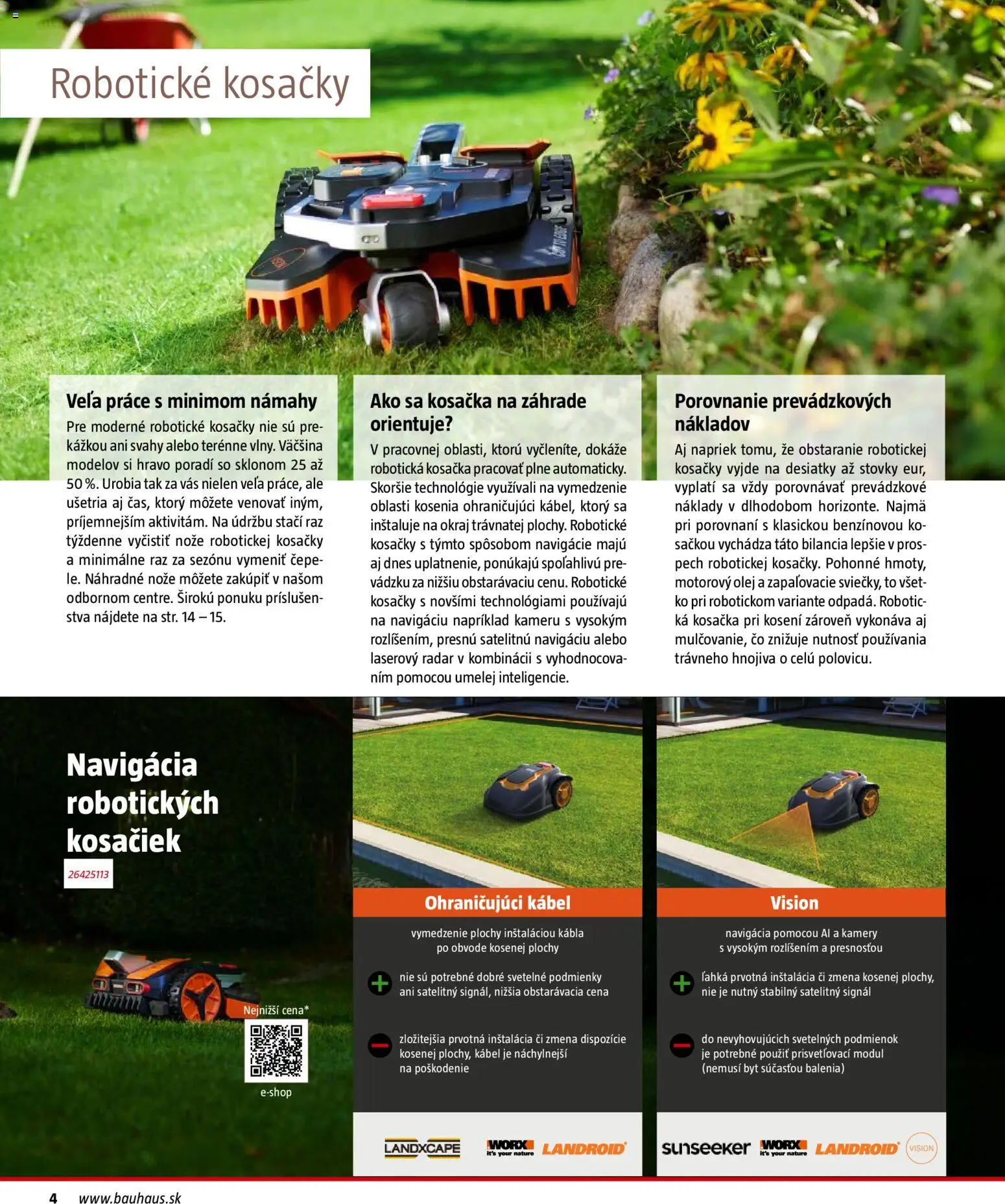 Nové Bauhaus akcie – leták je platný od 03.08.2026 | Strana: 4 | Produkty: Robotická kosačka, Kosačka, Kosačky