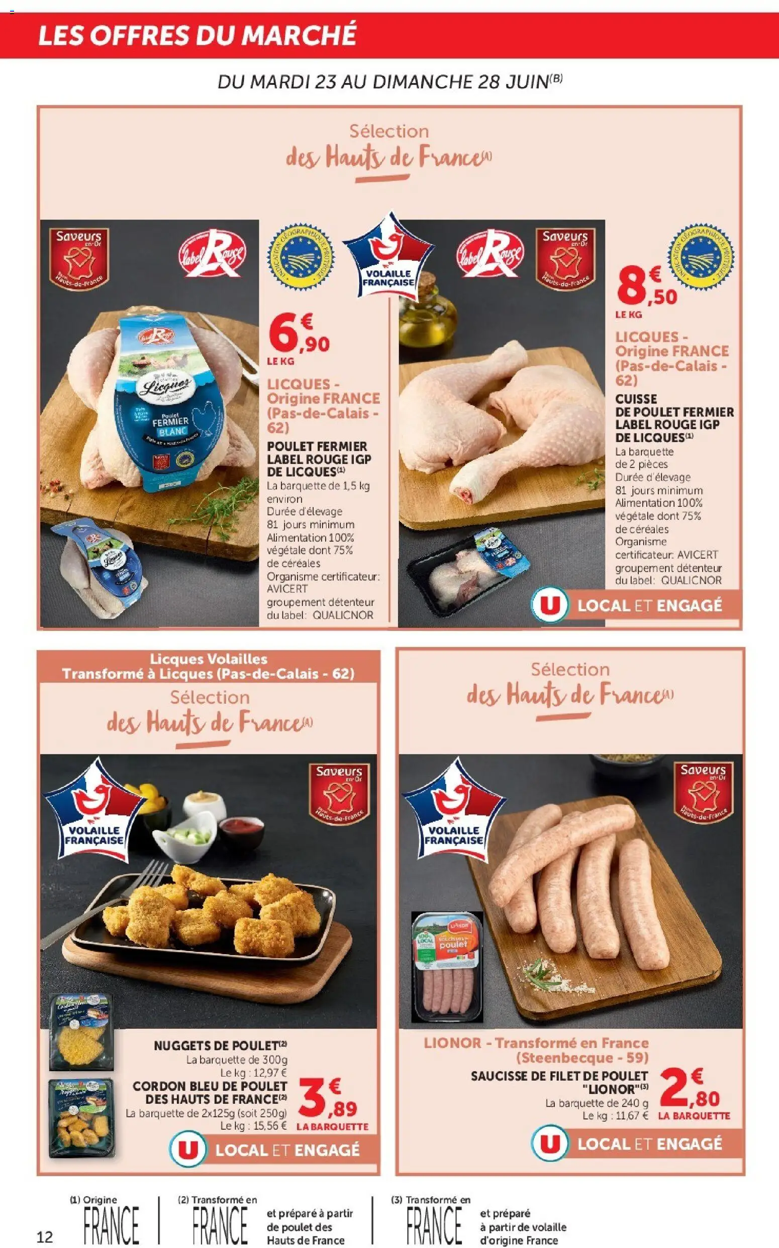 {H1} | Page: 12 | Produits: Cuisse, Alimentation, Saucisse, Cordon bleu