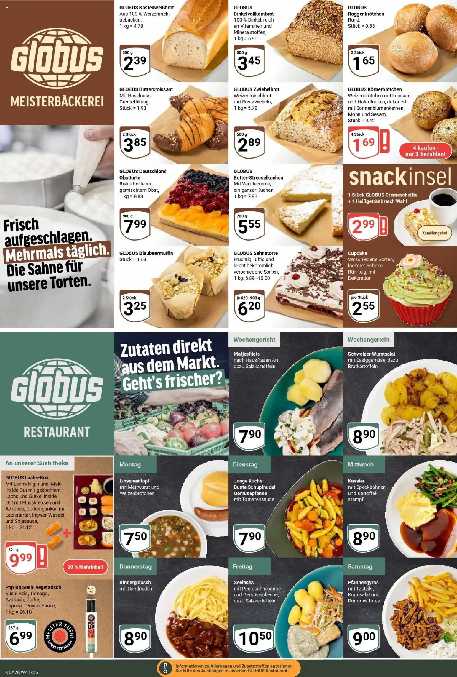 Globus Prospekt Kaiserslautern (ab 05.10.2026) » Angebote online | Seite: 7 | Produkte: Pommes, Küche, Lachs, Sahne