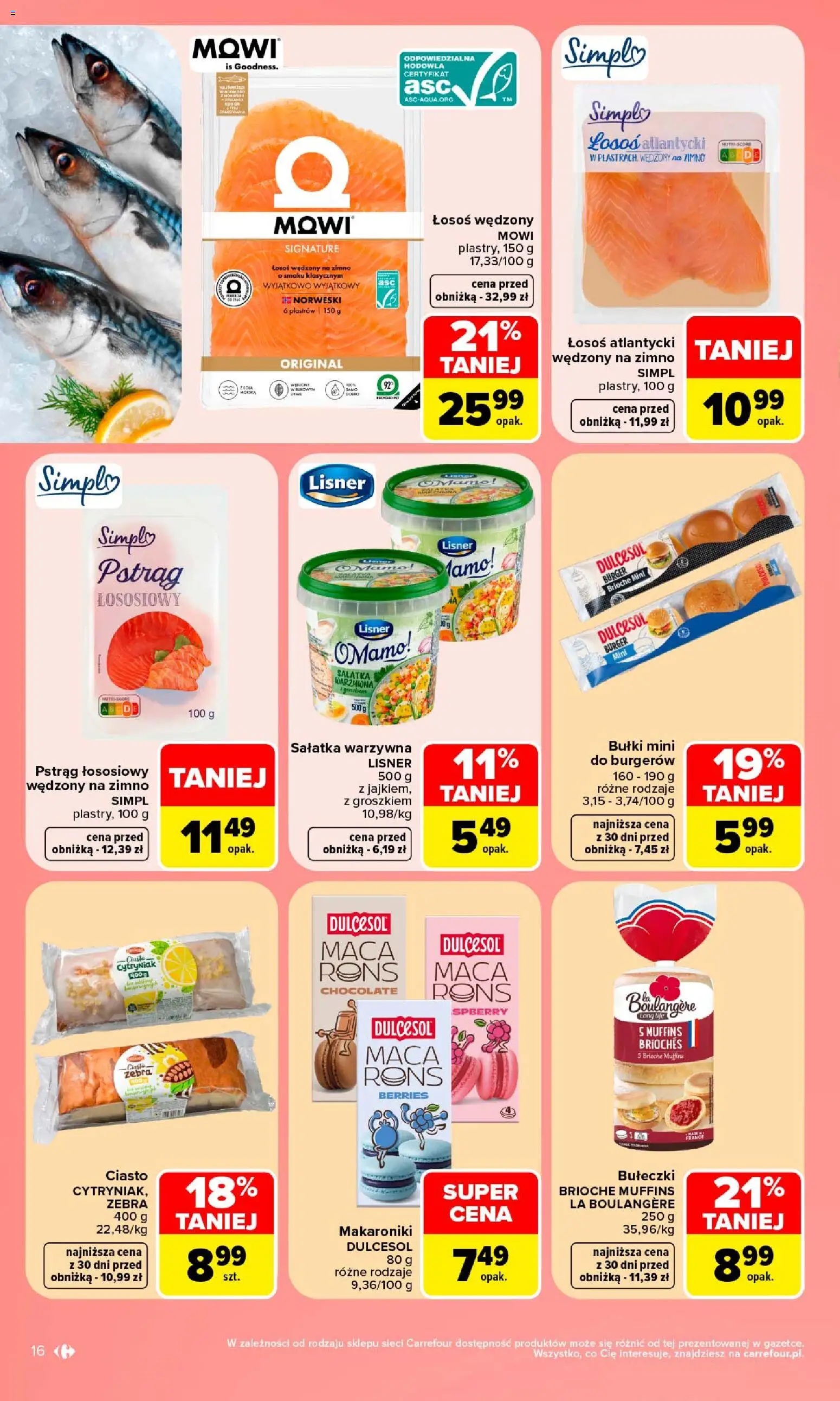 Carrefour gazetka od 14.09.2026 | Strona: 18 | Produkty: Łosoś atlantycki, Ciasto, Pstrąg łososiowy, Sałatka warzywna