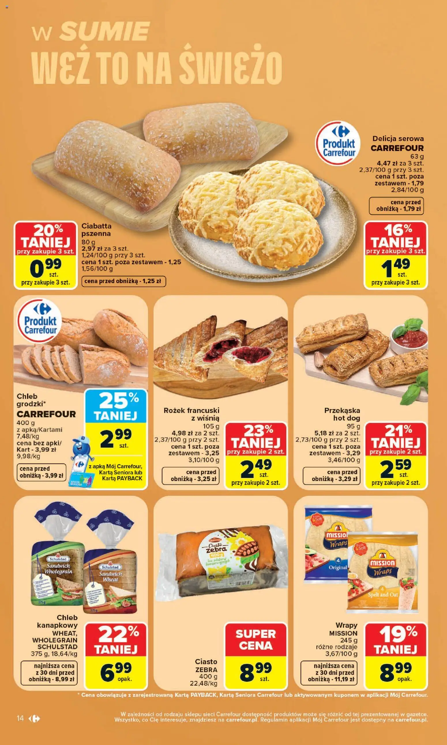 Carrefour gazetka od 20.07.2026 | Strona: 16 | Produkty: Karta, Sandwich, Chleb, Ciabatta