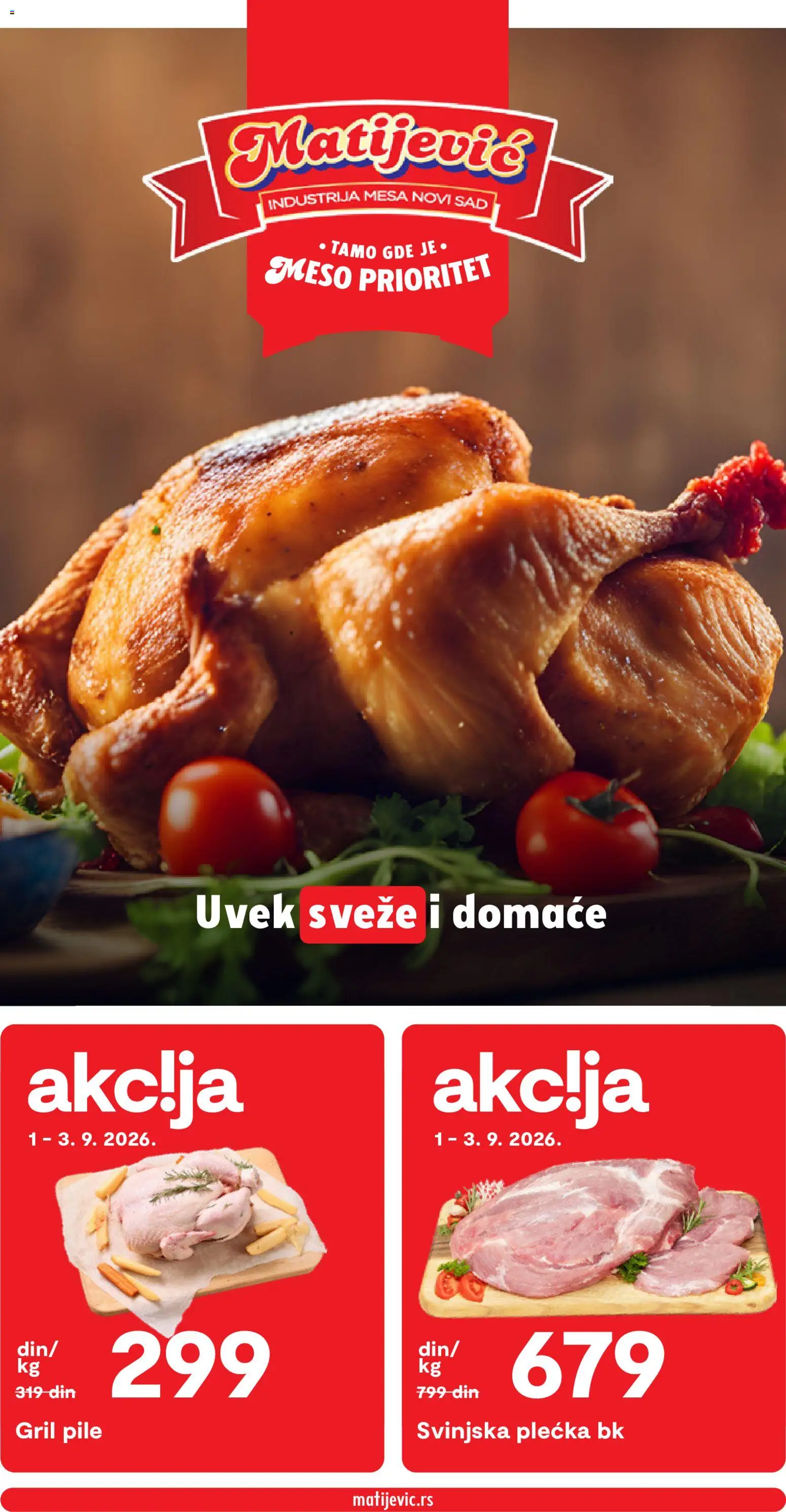 Matijevic katalog - važi od 01.09.2026 | Strana: 1 | Proizvode: Pile, Meso, Svinjska plećka