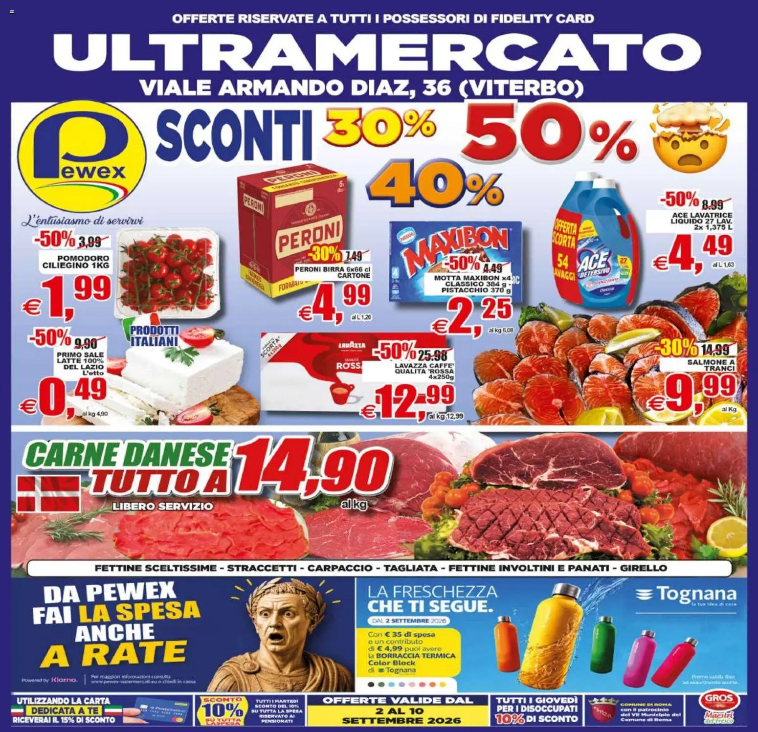 Volantino Pewex del 02/09/2026 | Pagina: 1 | Prodotti: Pistacchio, Carpaccio, Sale, Lavatrice