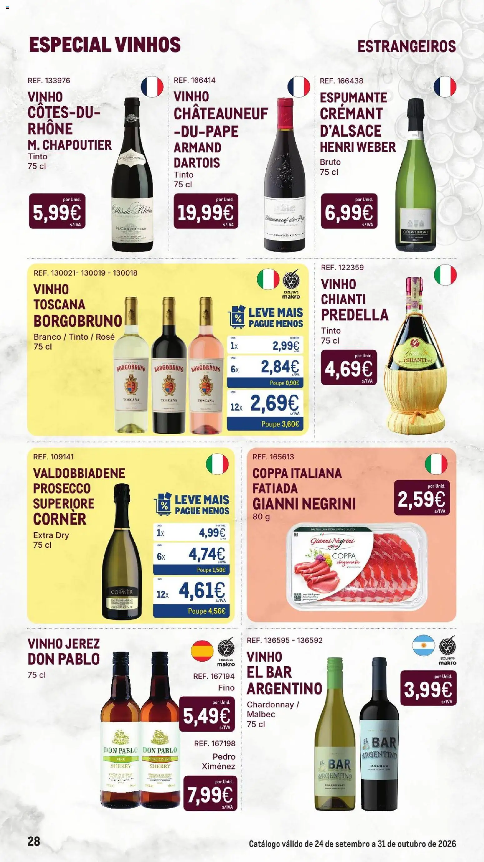 Makro Especial Vinhos │ válido de 24/09/2026 | Página: 28 | Produtos: Espumante, Prosecco, Vinho espumante, Vinho