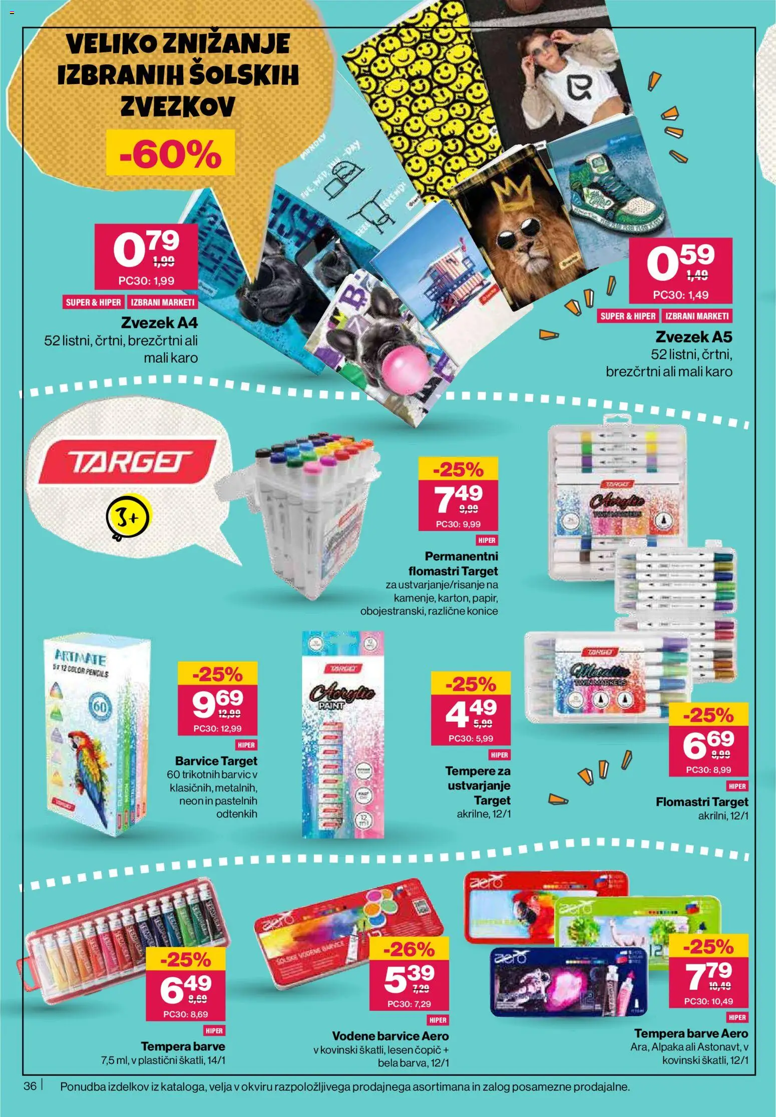 Novi Mercator katalog ponudbe – veljaven od 18.06.2026 | Stran: 36 | Izdelki: Barvice, Copic, Zvezek