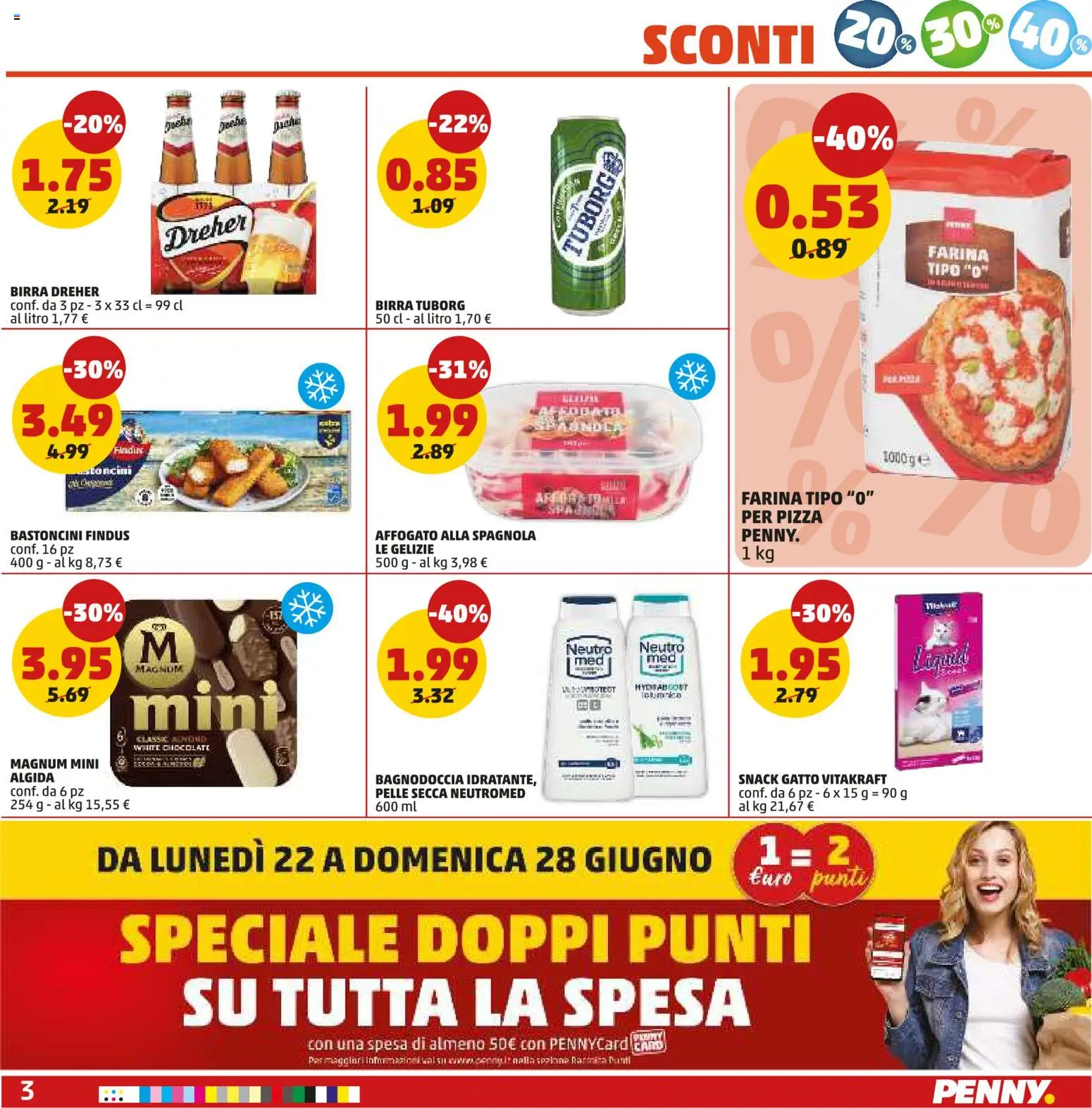 Volantino PENNY del 18.06.2026 | Pagina: 3 | Prodotti: Pizza, Birra, Farina