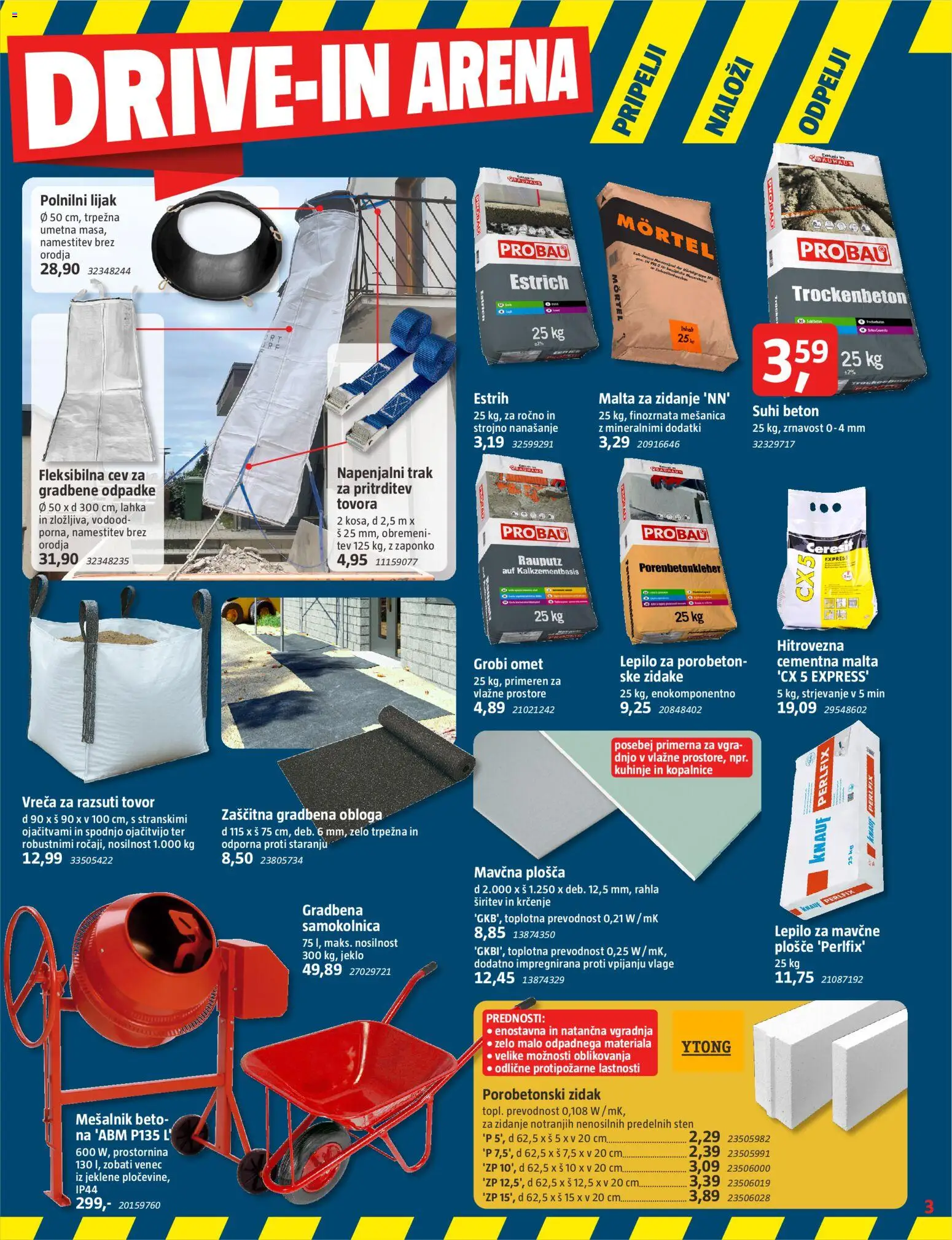 Novi Bauhaus katalog ponudbe – veljaven od 14.10.2026 | Stran: 3 | Izdelki: Mesalnik, Lepilo, Beton, Samokolnica