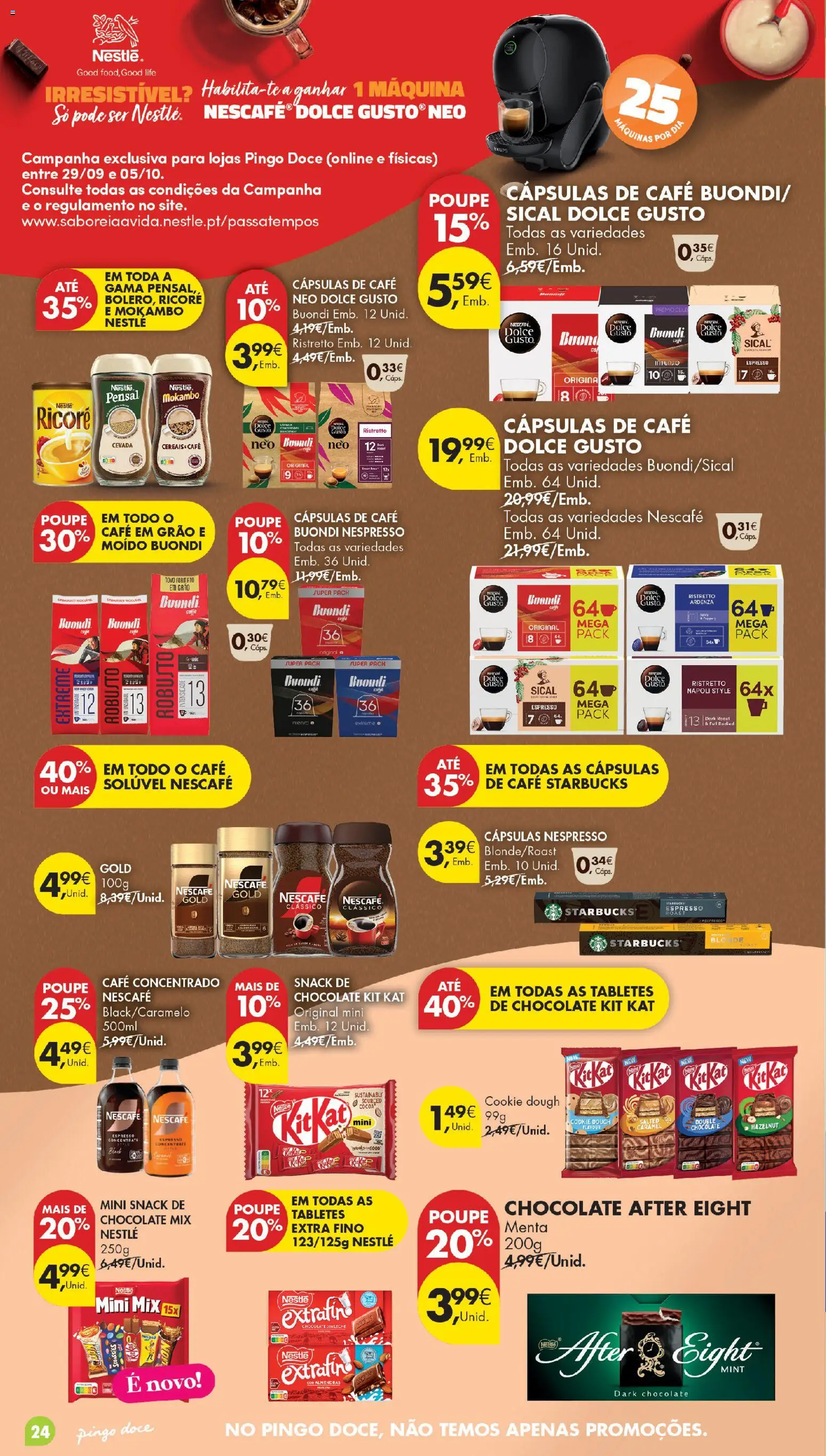 Pingo Doce Poupe Esta Semana Madeira │ válido de 29/09/2026 | Página: 24 | Produtos: Café em grão, Nestlé, Chocolate, Cereais
