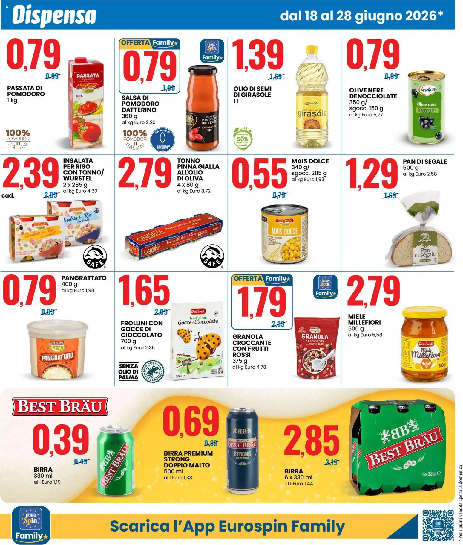 Volantino Eurospin del 18.06.2026 | Pagina: 4 | Prodotti: Riso, Pomodori, Wurstel, Miele