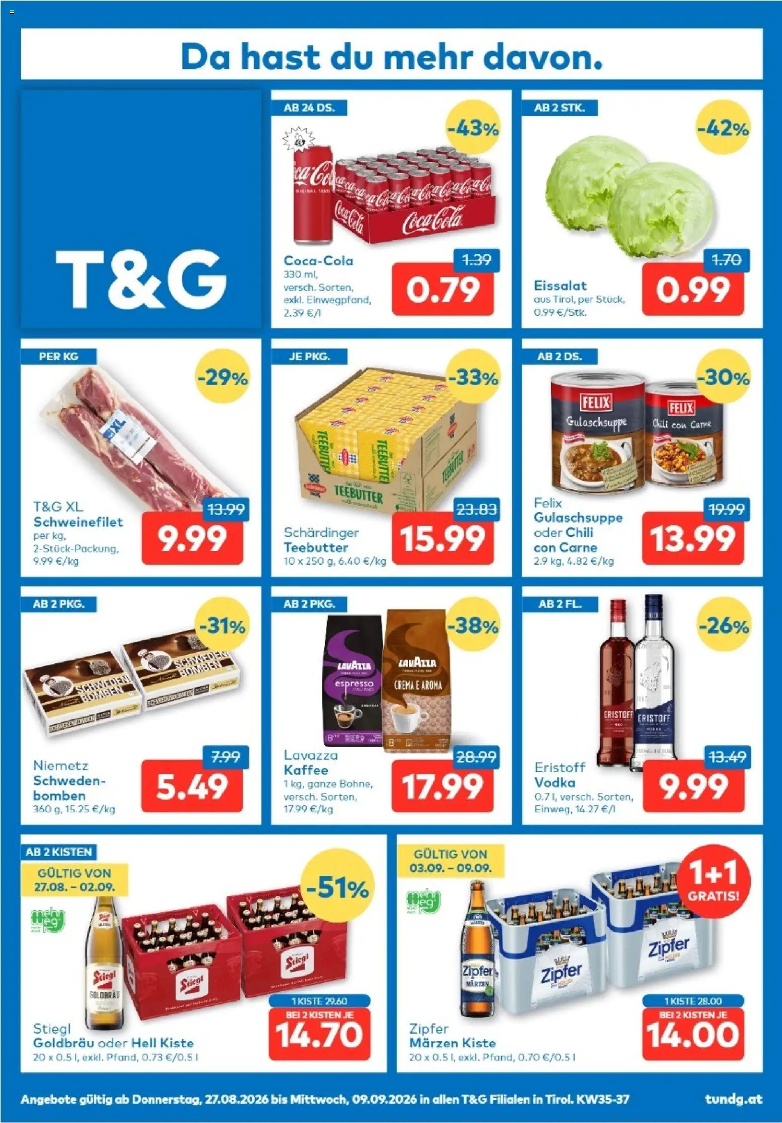 T&G Tirol gültig ab 27.08.2026 | Seite: 1 | Produkte: Chili, Kaffee