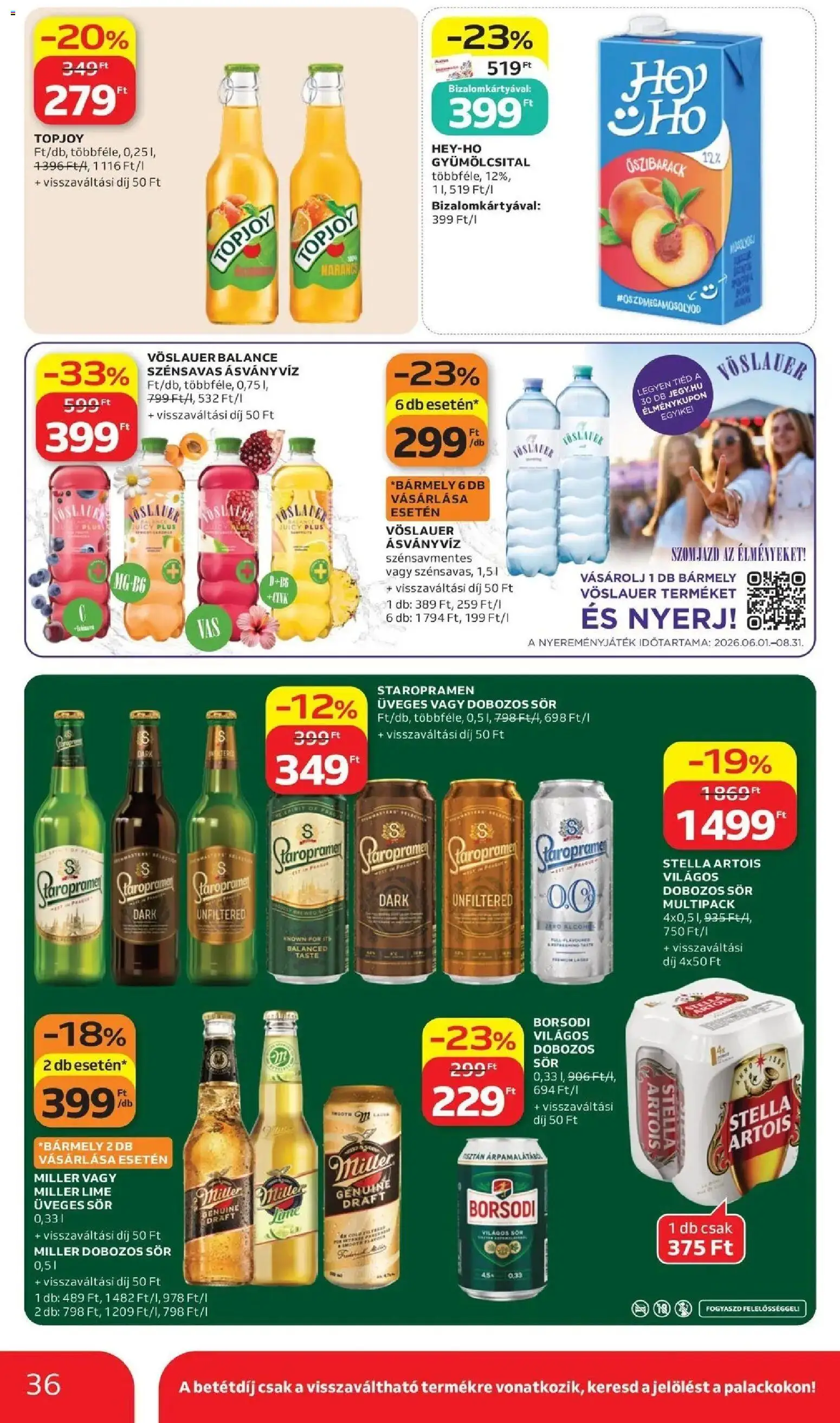Auchan akciós ujság - amely érvényes a következő dátumtól: 2026.07.02. | Oldal: 36 | Termékek: Lime, Stella artois, Dobozos sör, Ásványvíz