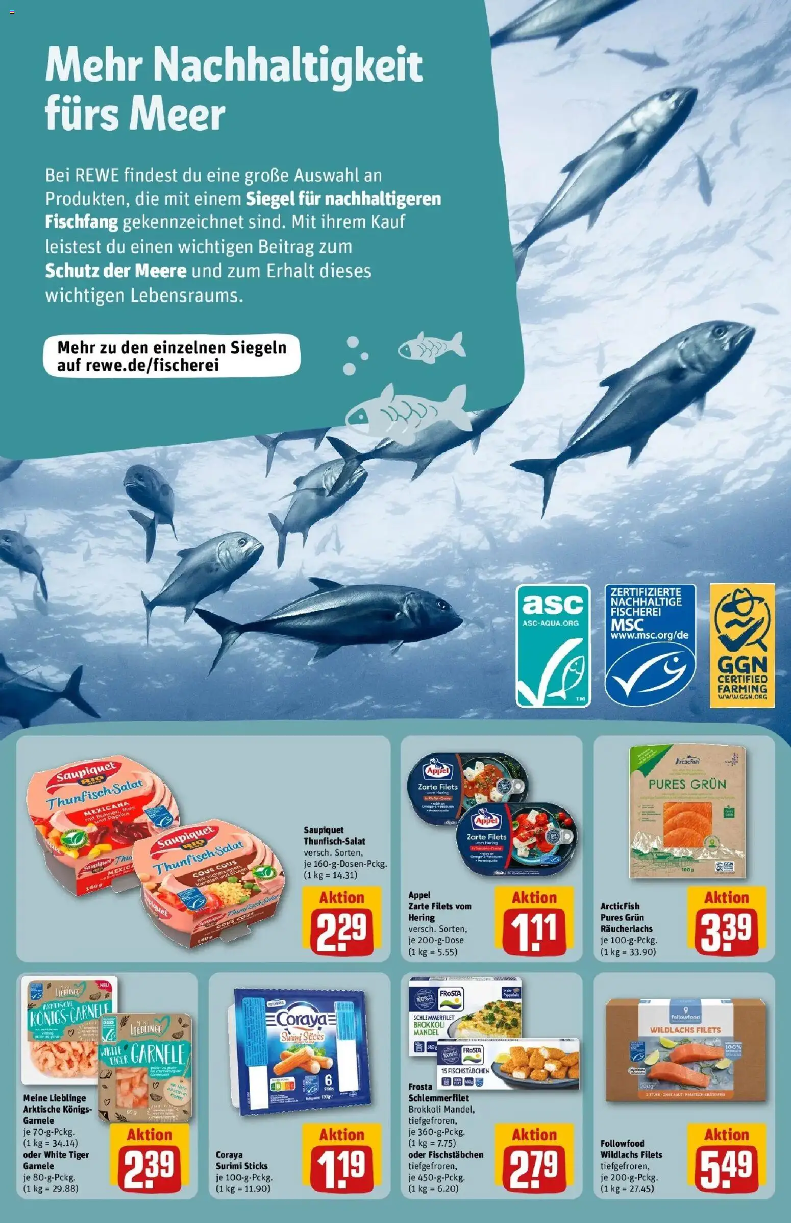 Rewe Prospekt Butzbach – gültig ab 08.06.2026 | Seite: 15 | Produkte: Thunfisch, Räucherlachs, Fischstabchen, Brokkoli