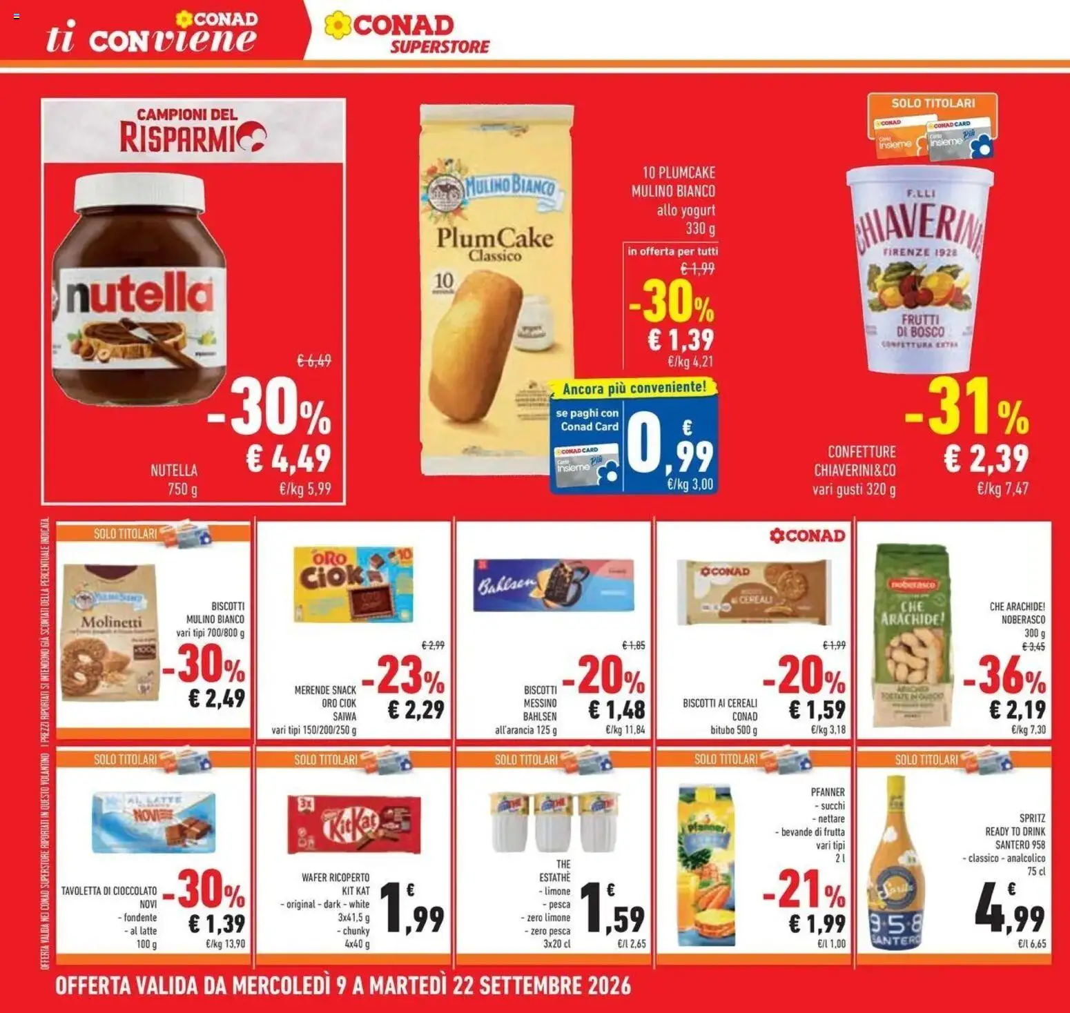 Volantino Conad dal 09/09/2026 > Anteprima | Pagina: 12 | Prodotti: Biscotti, Limone, Plumcake, Cacao
