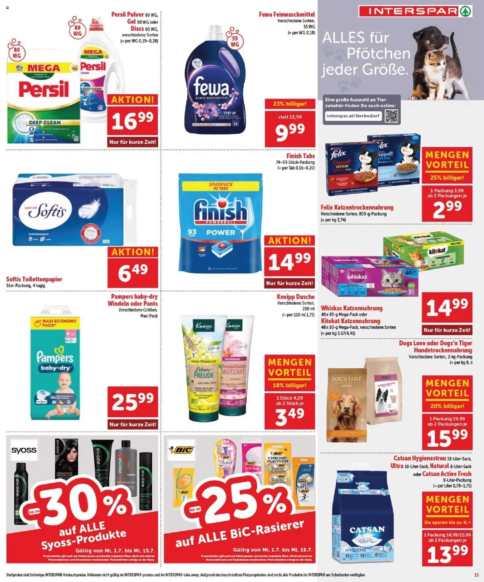 Interspar Flugblatt - Burgenland Nord gültig ab 01.07.2026 | Seite: 15 | Produkte: Dusche, Pampers, Waschmittel