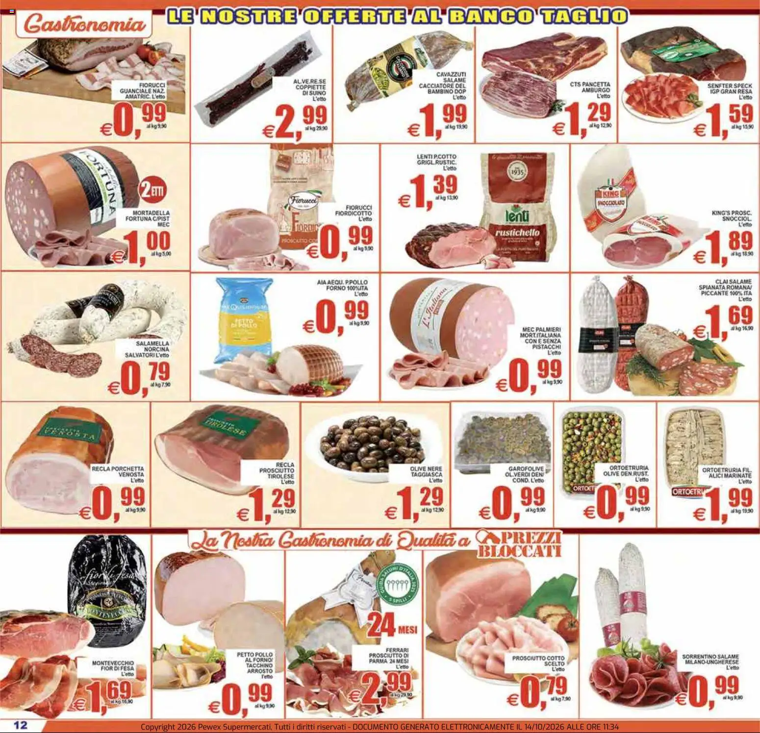 Volantino Pewex del 14/10/2026 | Pagina: 12 | Prodotti: Speck, Prosciutto Cotto, Suino, Taglio