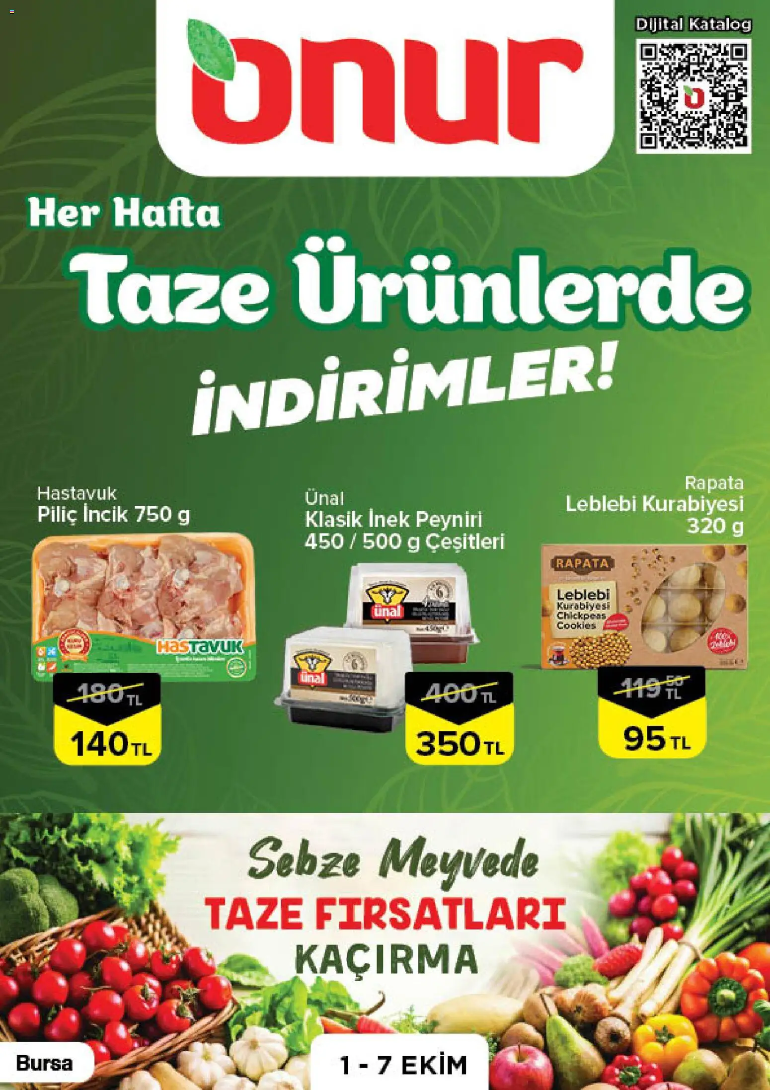 Onur Market - Taze Ürünlerde İndirimler Bursa - 01 Ekim 2026 tarihinden itibaren geçerlidir | Sayfa: 1 | Ürünler: Sebze, Piliç