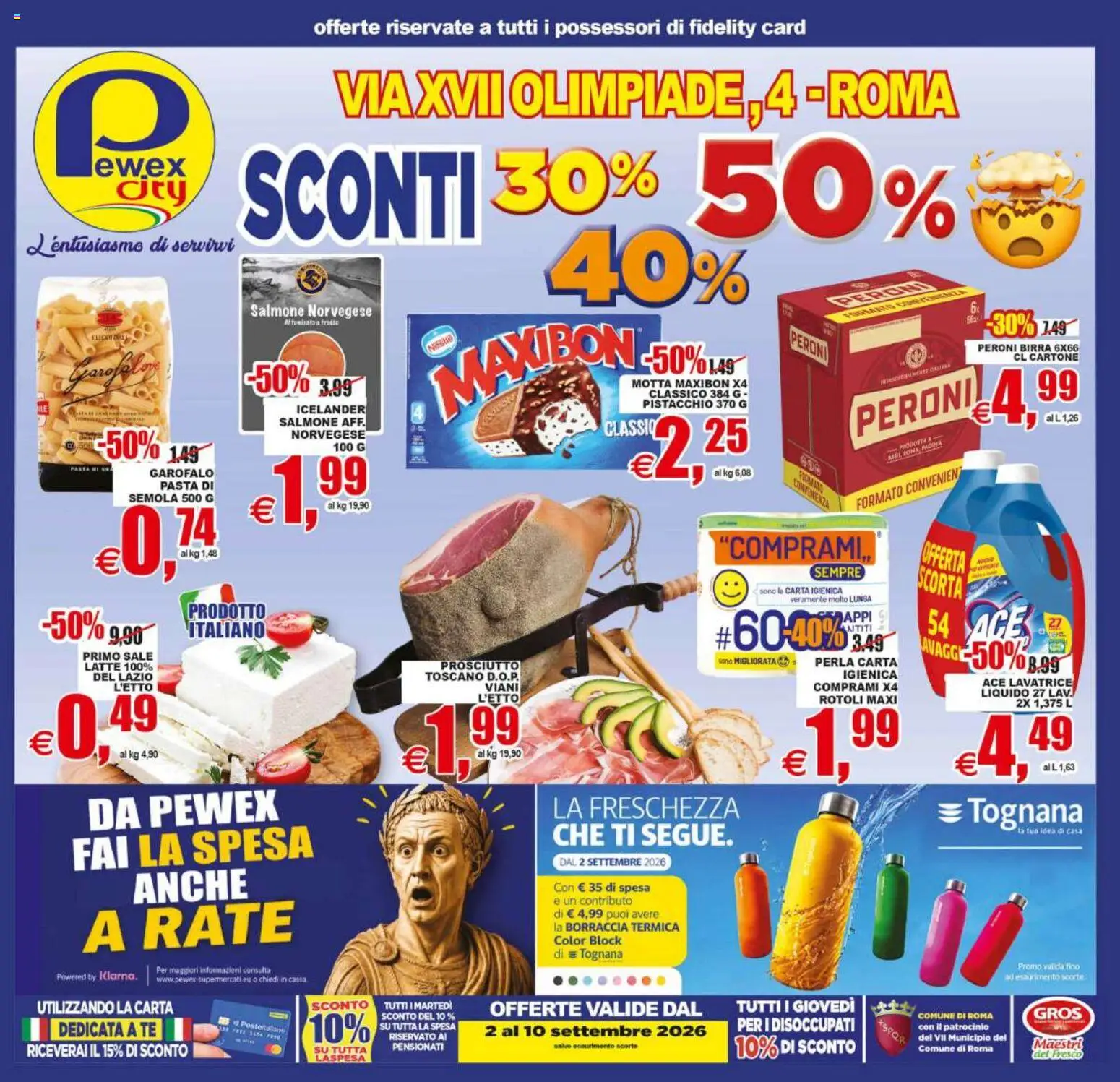 Volantino Pewex del 02/09/2026 | Pagina: 1 | Prodotti: Birra, Garofalo, Prosciutto, Pasta