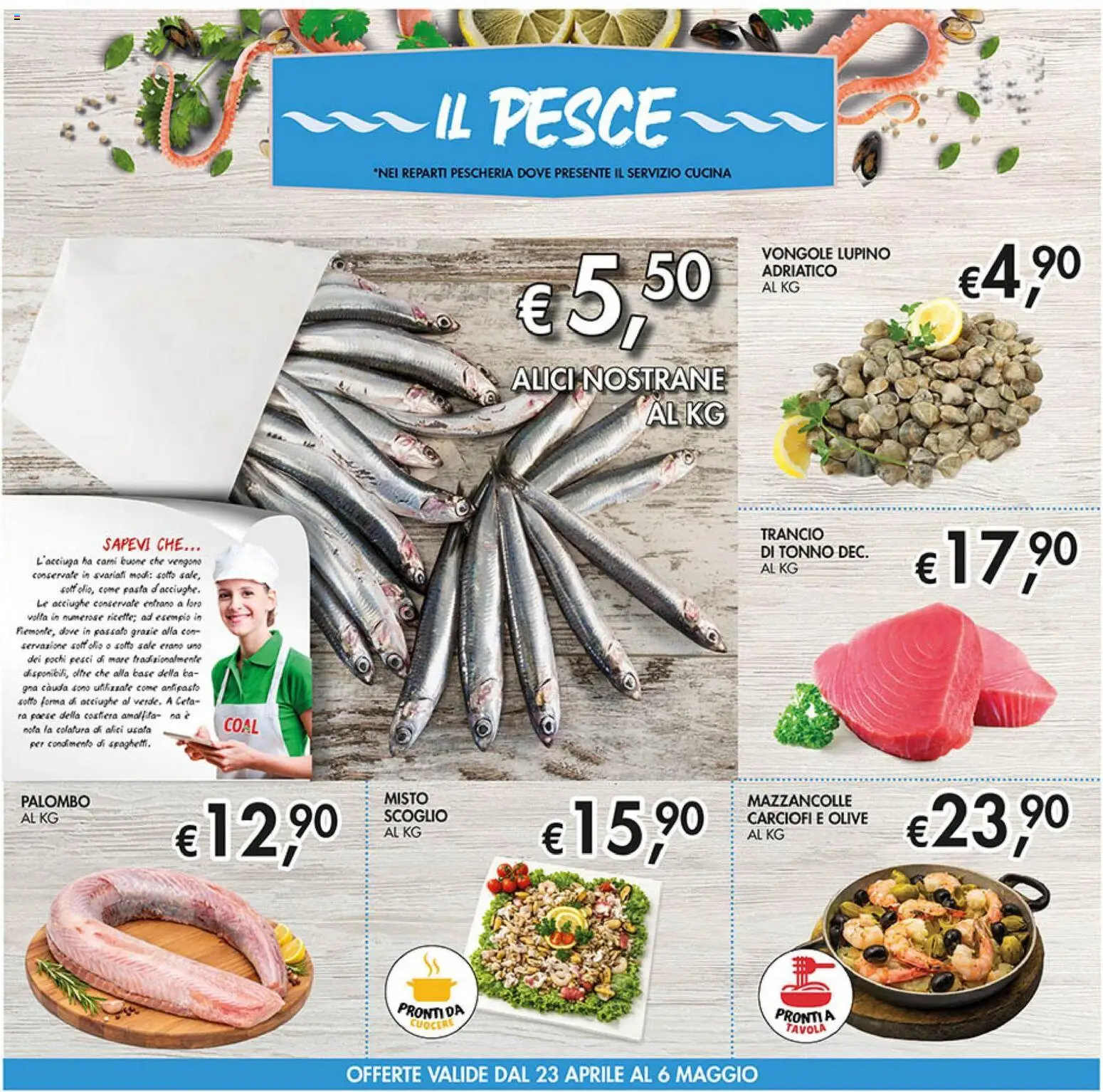 Volantino Coal del 23.04.2026 | Pagina: 12 | Prodotti: Pesce, Mazzancolle, Olive, Tonno