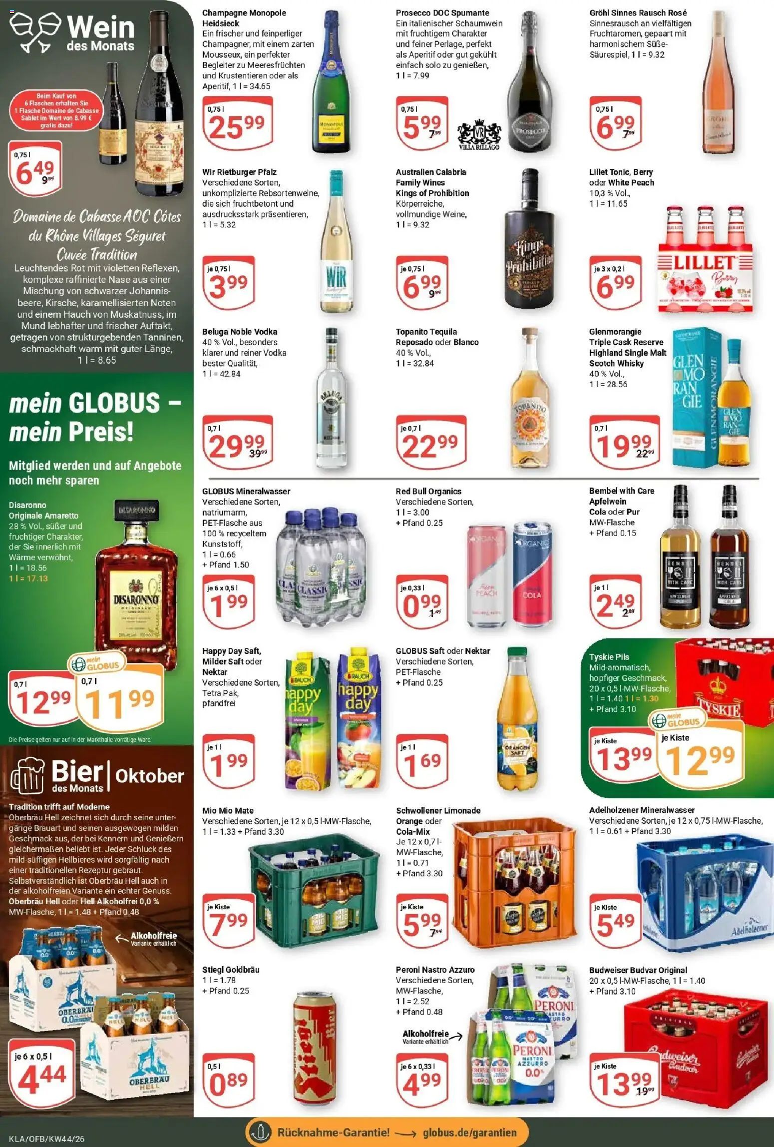 Globus Prospekt Kaiserslautern (ab 26.10.2026) » Angebote online | Seite: 18 | Produkte: Bier, Pils, Wein, Vodka