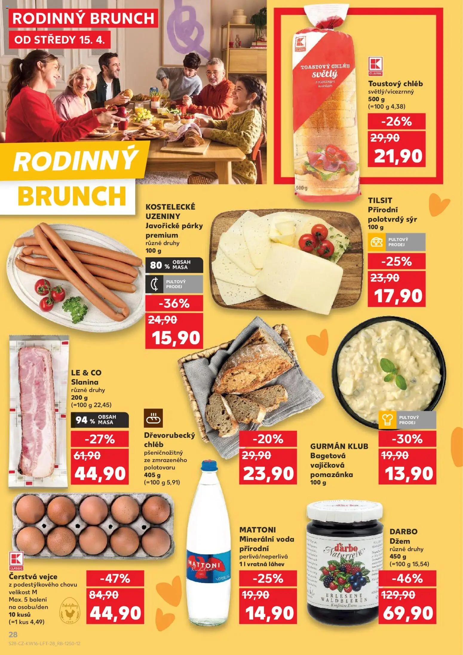 Kaufland leták od 15.04.2026 | Strana: 28 | Produkty: Sýr, Párky, Slanina, Láhev