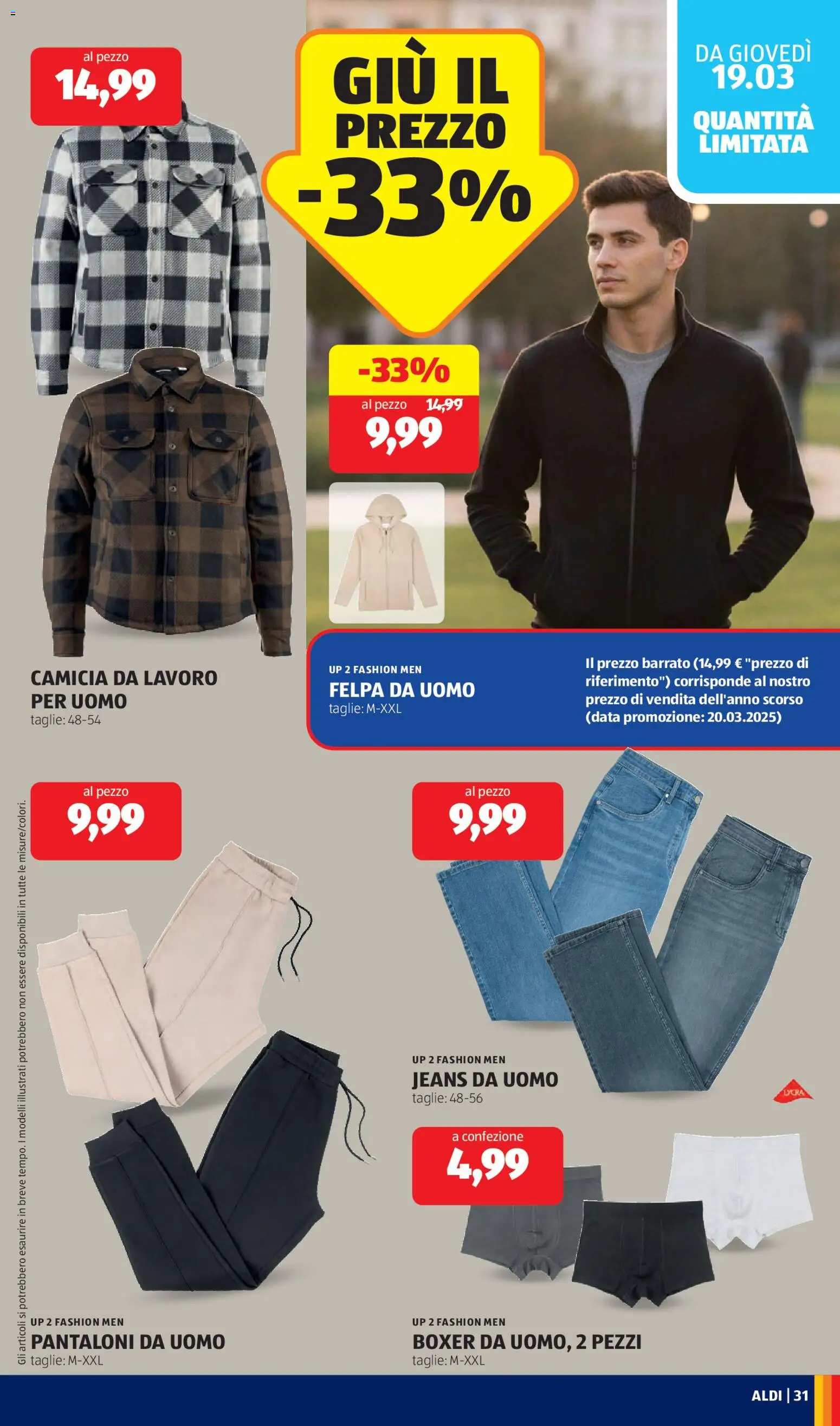 Volantino Aldi del 16.03.2026 | Pagina: 31 | Prodotti: Camicia, Felpa, Pantaloni, Jeans