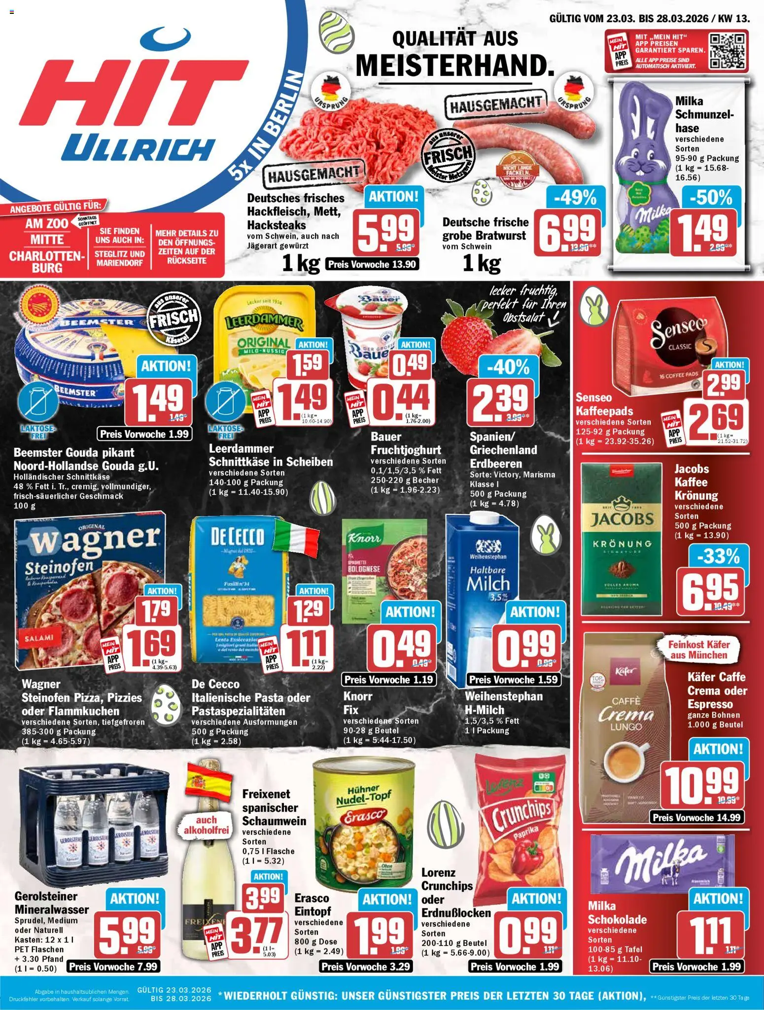 HIT Prospekt 	 – gültig ab 23.03.2026 | Seite: 1 | Produkte: Gouda, Haltbare milch, Milka, Salami