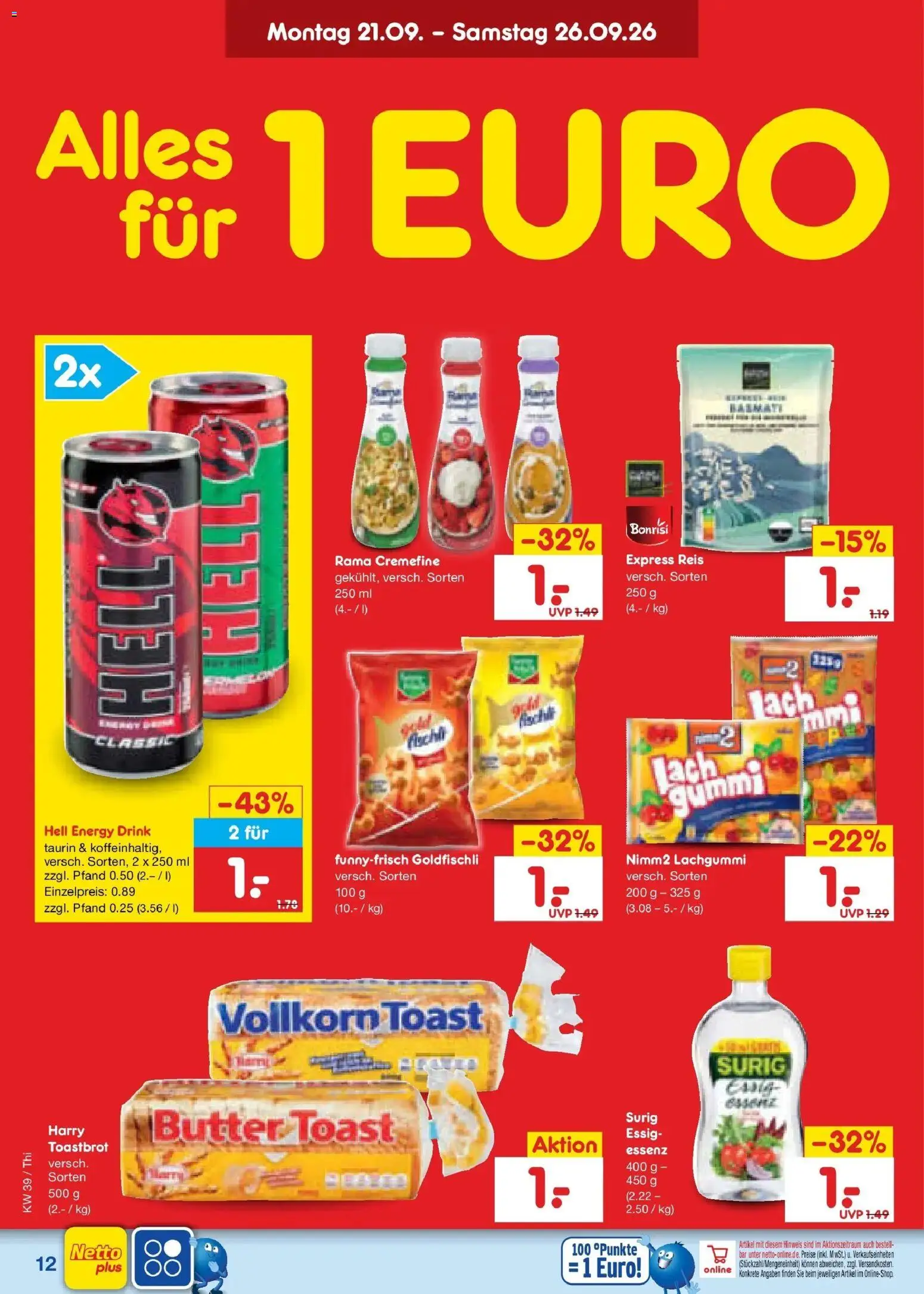 Netto Marken-Discount Prospekt Thiendorf – gültig ab 21.09.2026 | Seite: 20 | Produkte: Energy, Butter, Essig, Toastbrot
