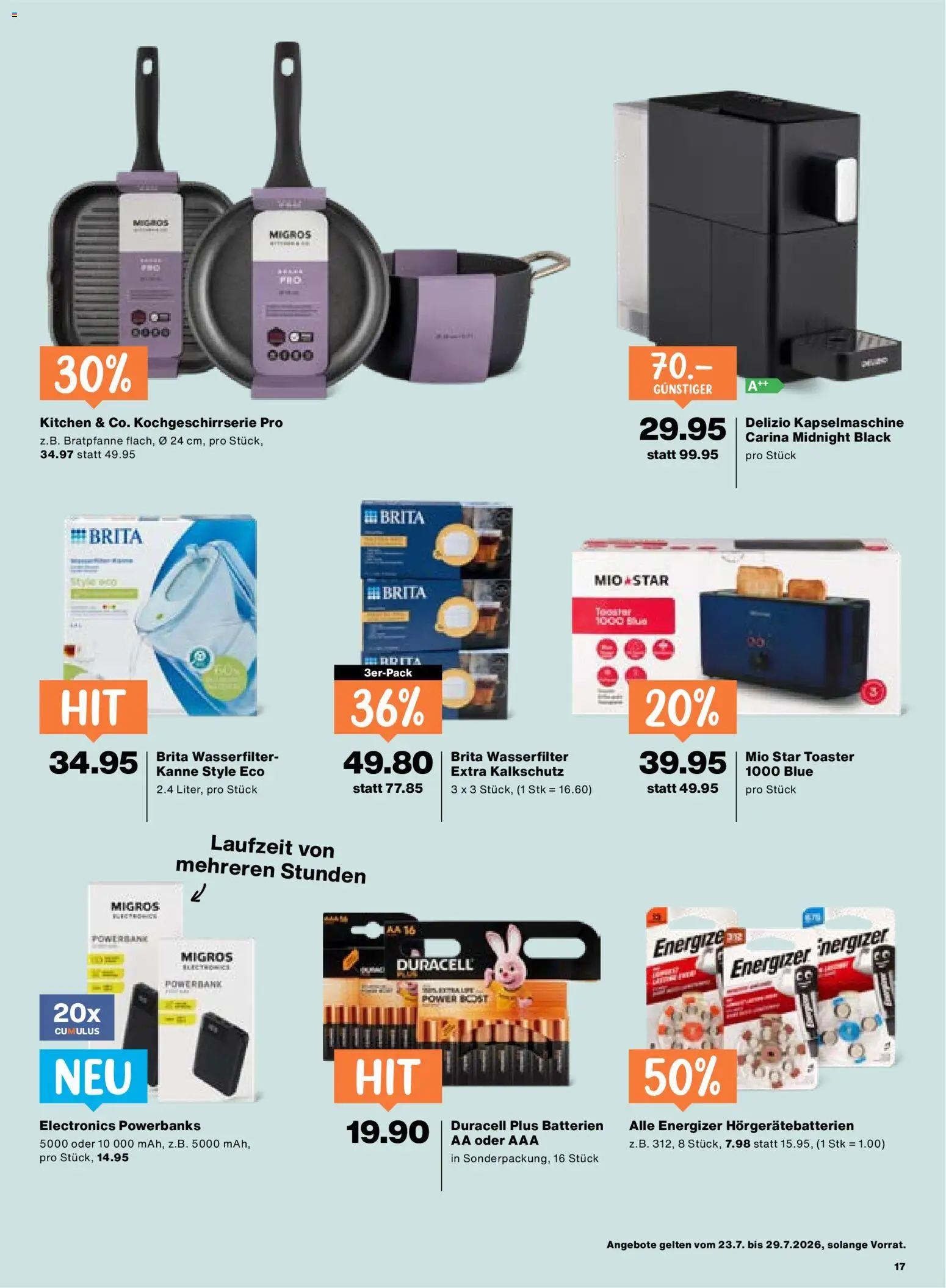 Migros aktionen – gültig ab 23.07.2026 | Seite: 17 | Produkte: Toaster, Powerbank