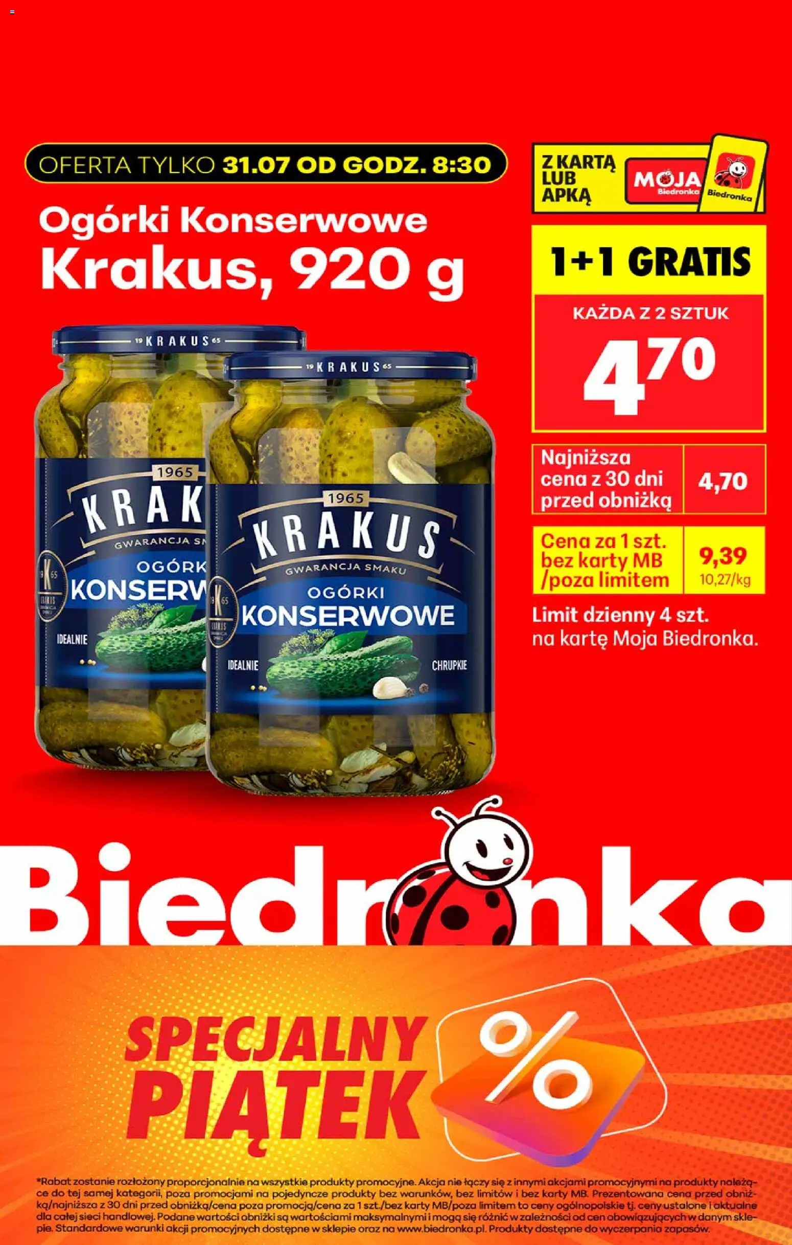 Biedronka gazetka - Okazje piątek od 31.07.2026 | Strona: 8 | Produkty: Karta, Ogórki, Ogórki konserwowe