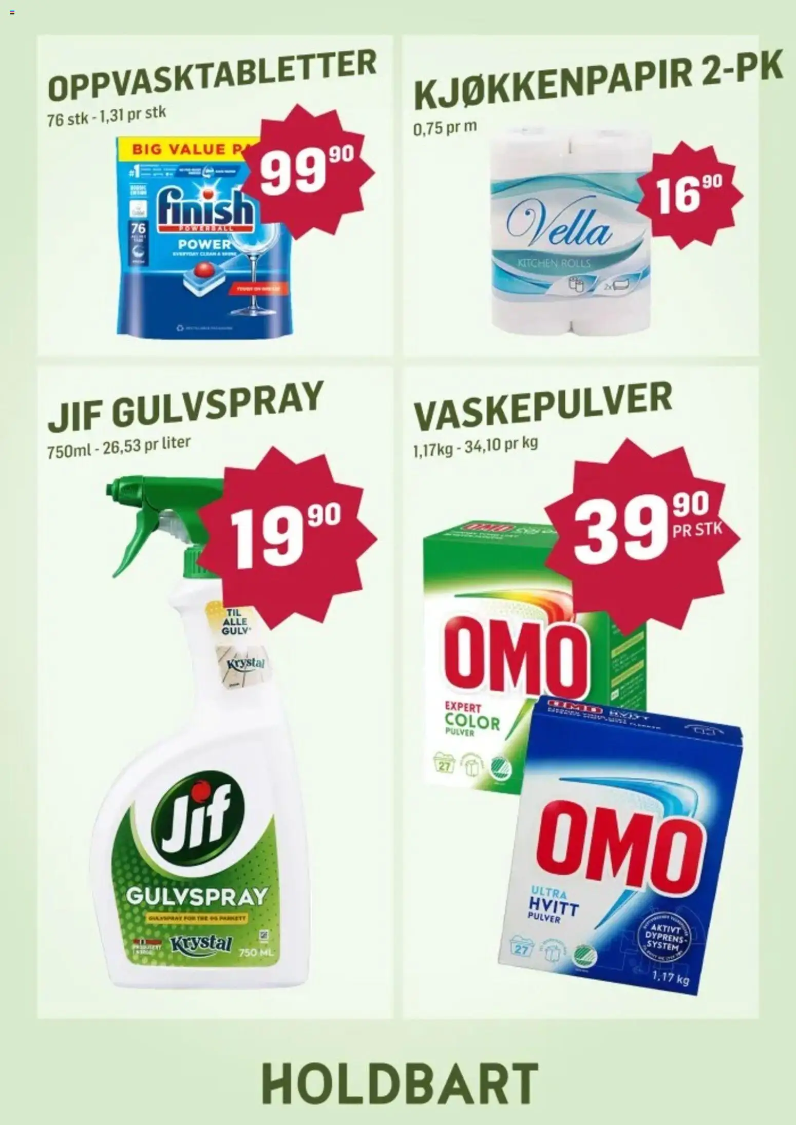{H1} | Side: 5 | Produkter: Vaskepulver, Oppvasktabletter, Kjøkkenpapir, Gulv