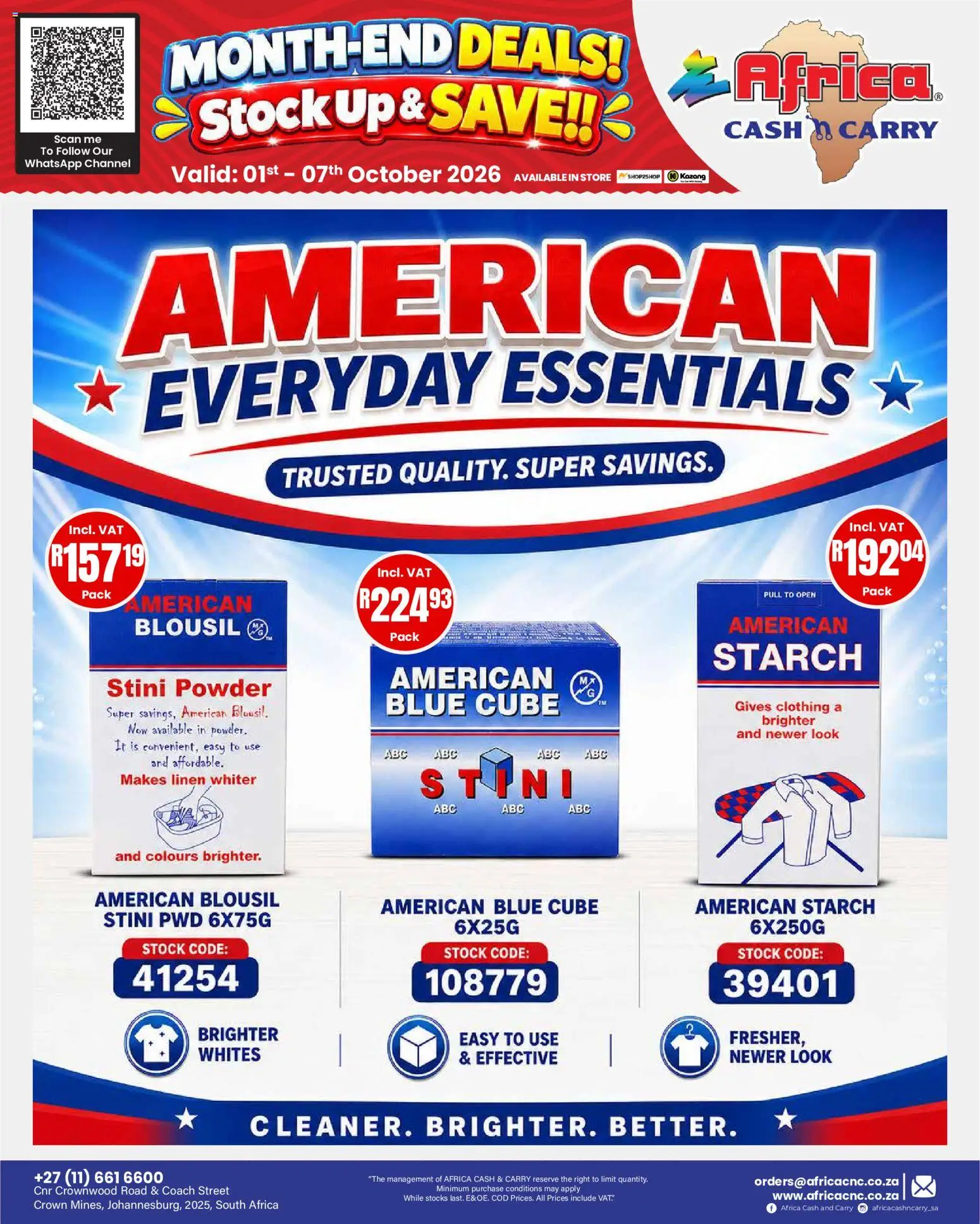 New Africa Cash & Carry catalogue – valid from 01/10/2026 | Page: 15 | Products: Powder, Stock