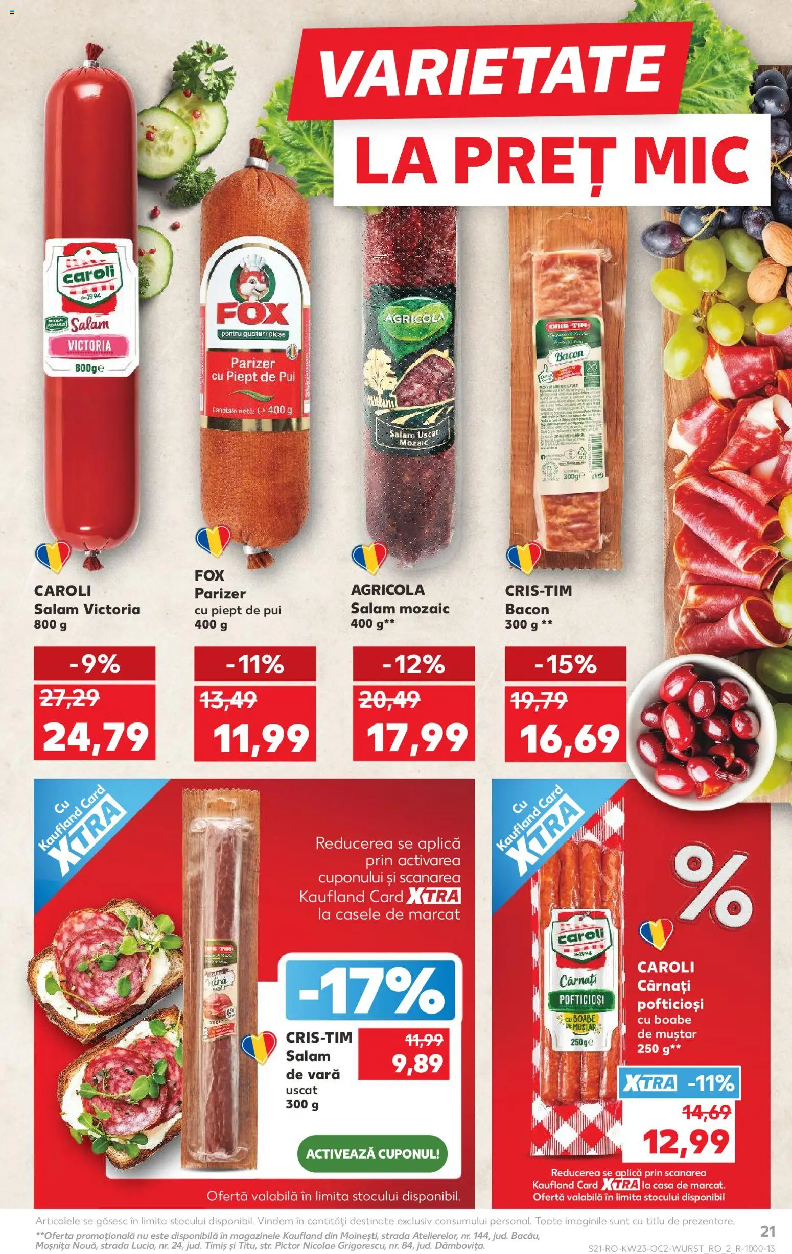 Noul catalog Kaufland – valabil de la 03.06.2026 | Pagină: 21 | Produse: Hacıyatmaz Kedi Oyuncağı, Bacon, Salam, Cârnați