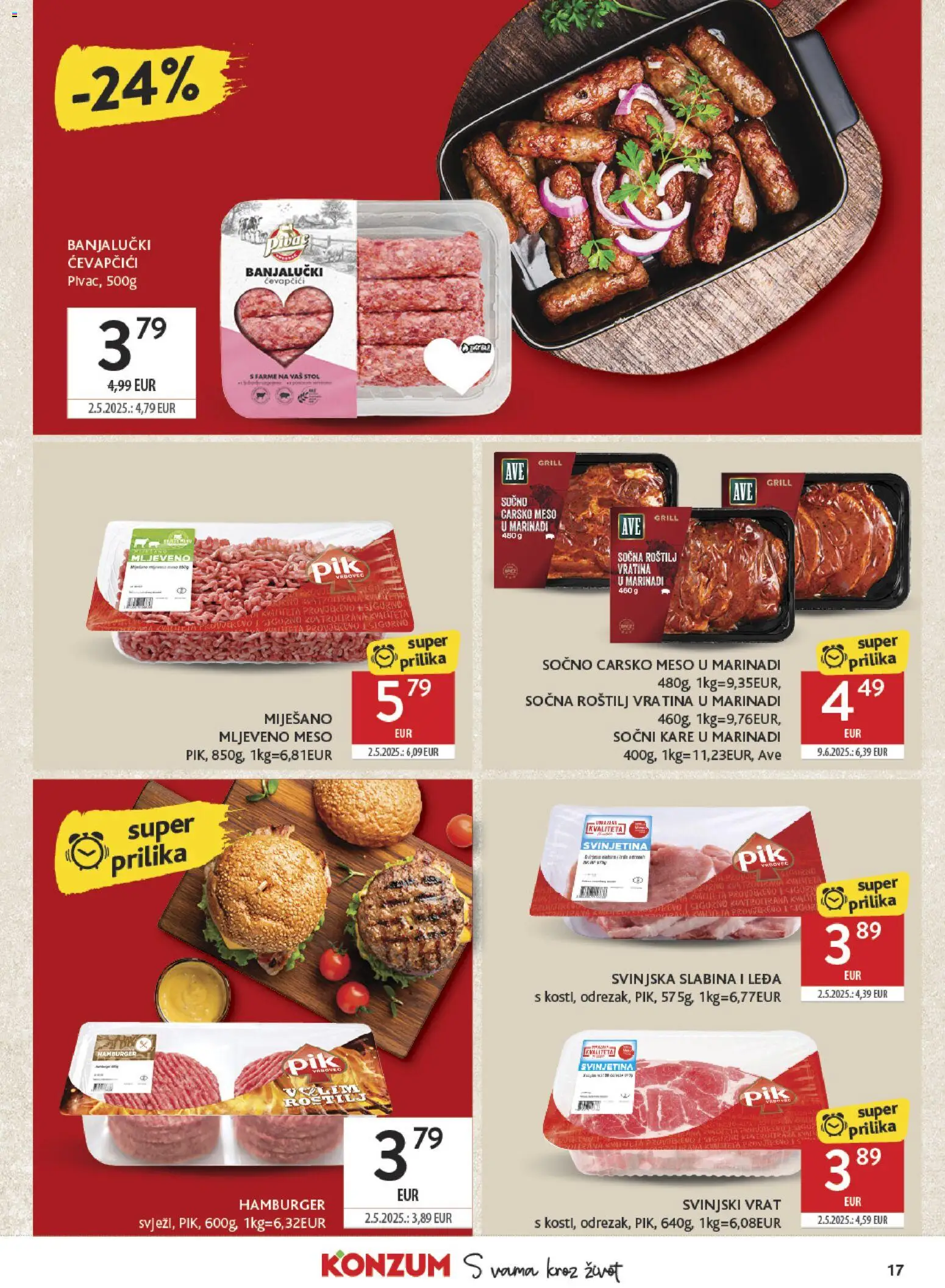 Konzum HR akciós ujság - amely érvényes a következő dátumtól: 2026.10.07. | Oldal: 17 | Termékek: Hamburger, Grill, Vas, Pita