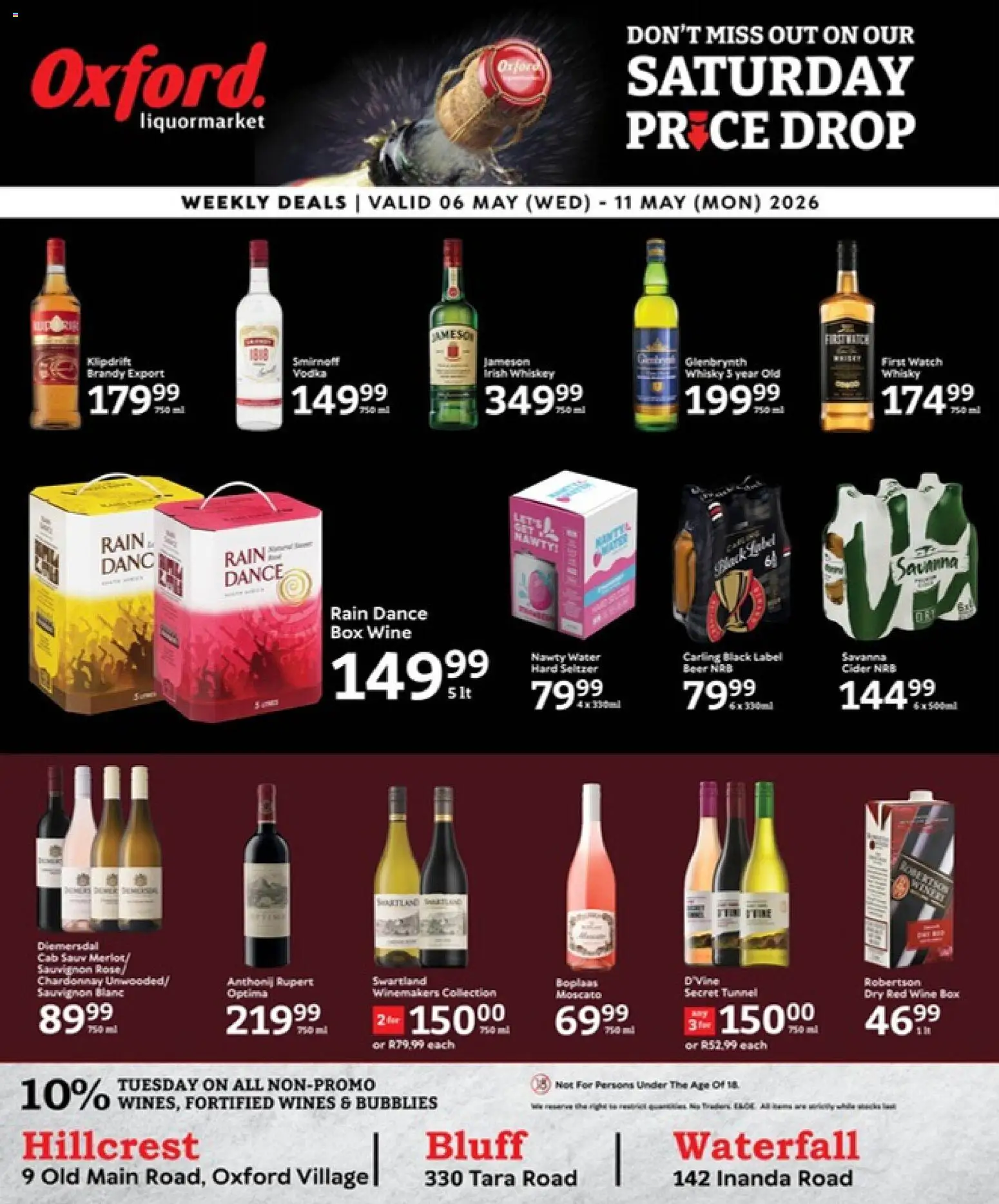New Oxford Freshmarket catalogue – valid from 06.05.2026 | Page: 1 | Products: Watch, Brandy, Vodka, Whiskey
