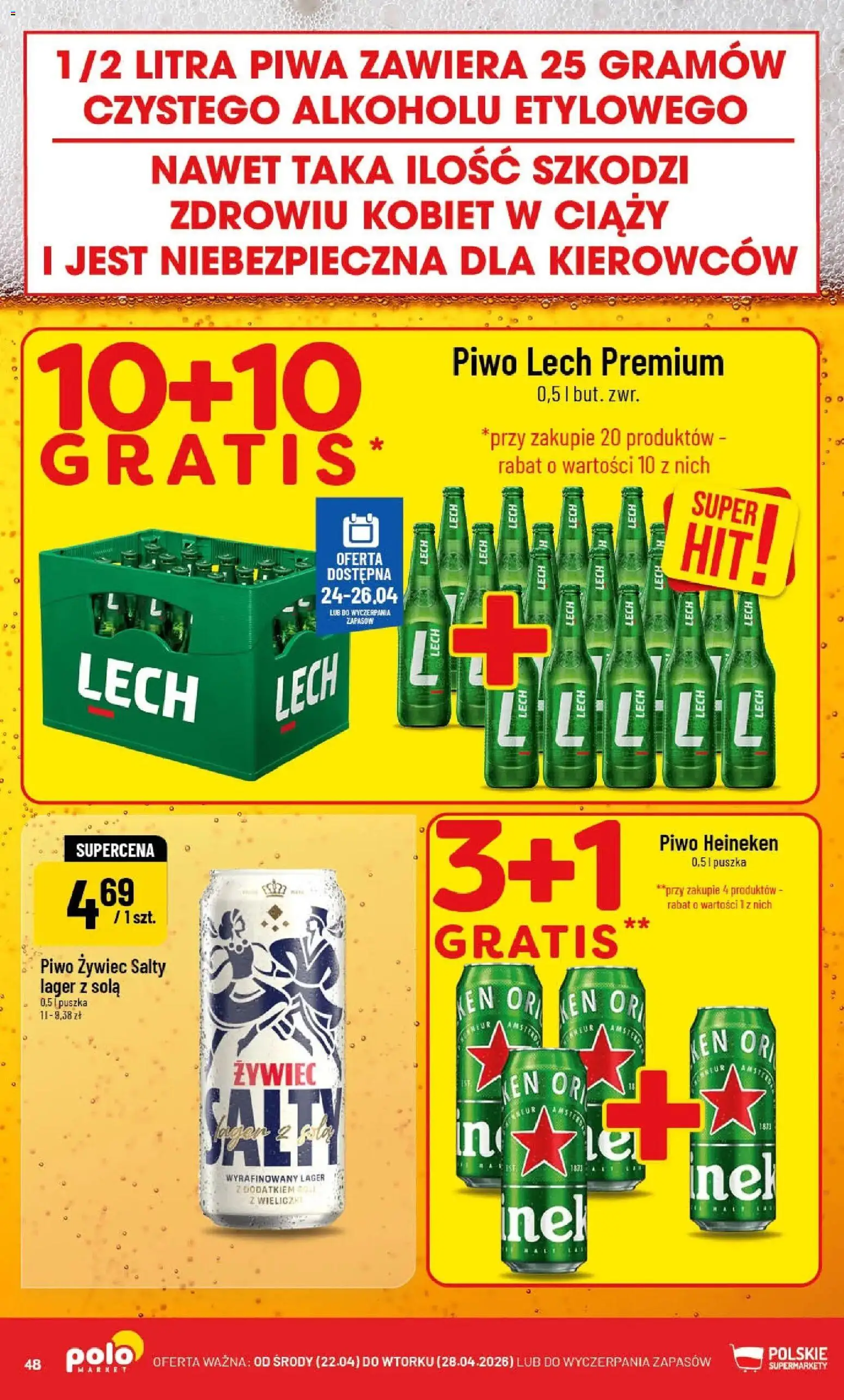 POLOmarket gazetka od 22.04.2026 | Strona: 48 | Produkty: Piwo, Heineken