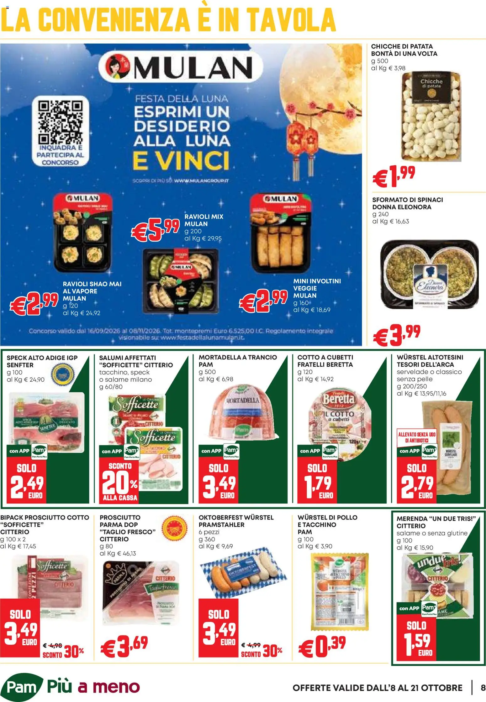Volantino PAM del 08/10/2026 | Pagina: 8 | Prodotti: Senza glutine, Speck, Prosciutto, Wurstel