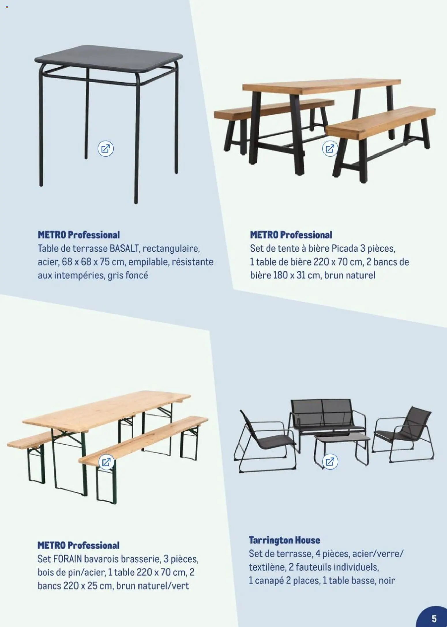 {H1} | Page: 5 | Produits: Tente, Canapé, Table, Bière